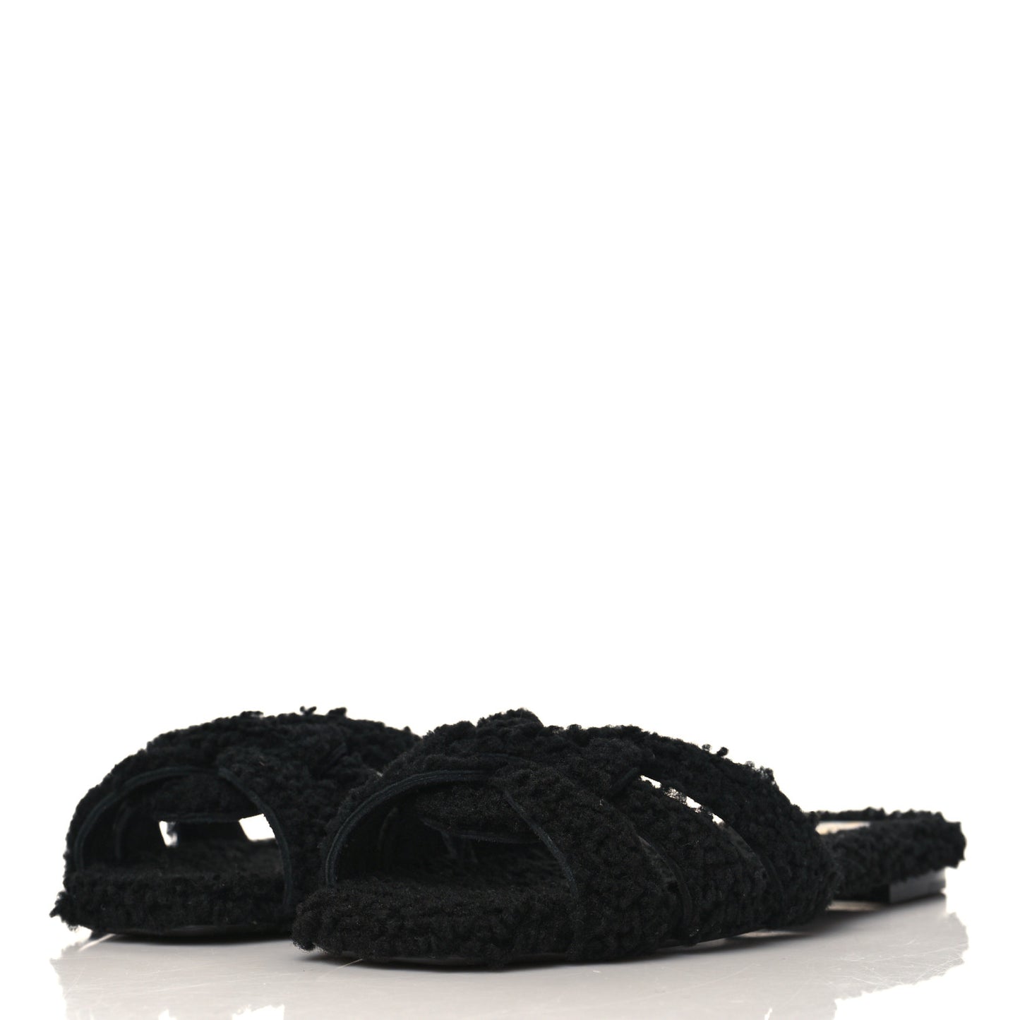 Shearling Tribute Flat Mules 39 black
