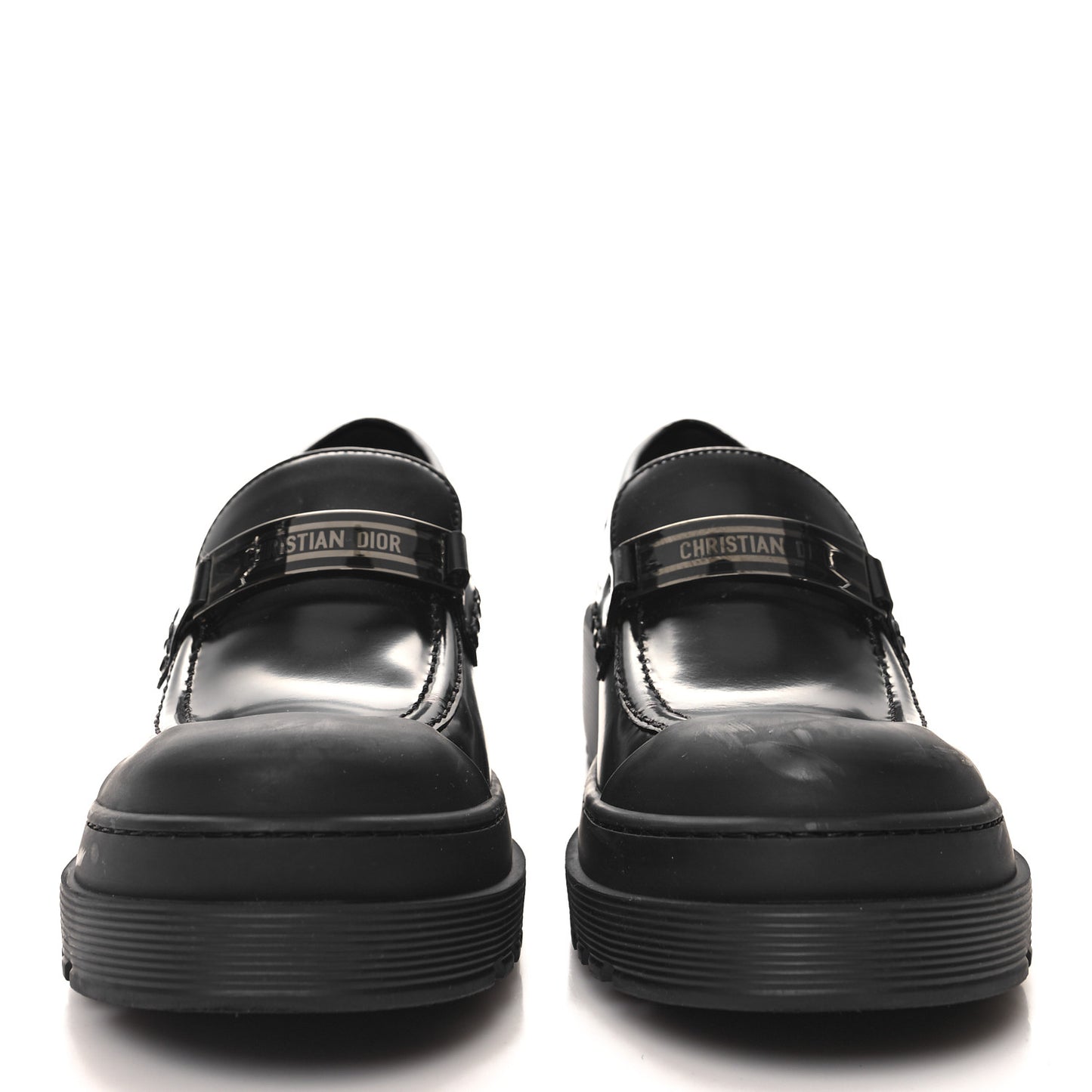 Brushed Calfskin Dior Code Lug Sole Platform 35mm Loafers 40 Black