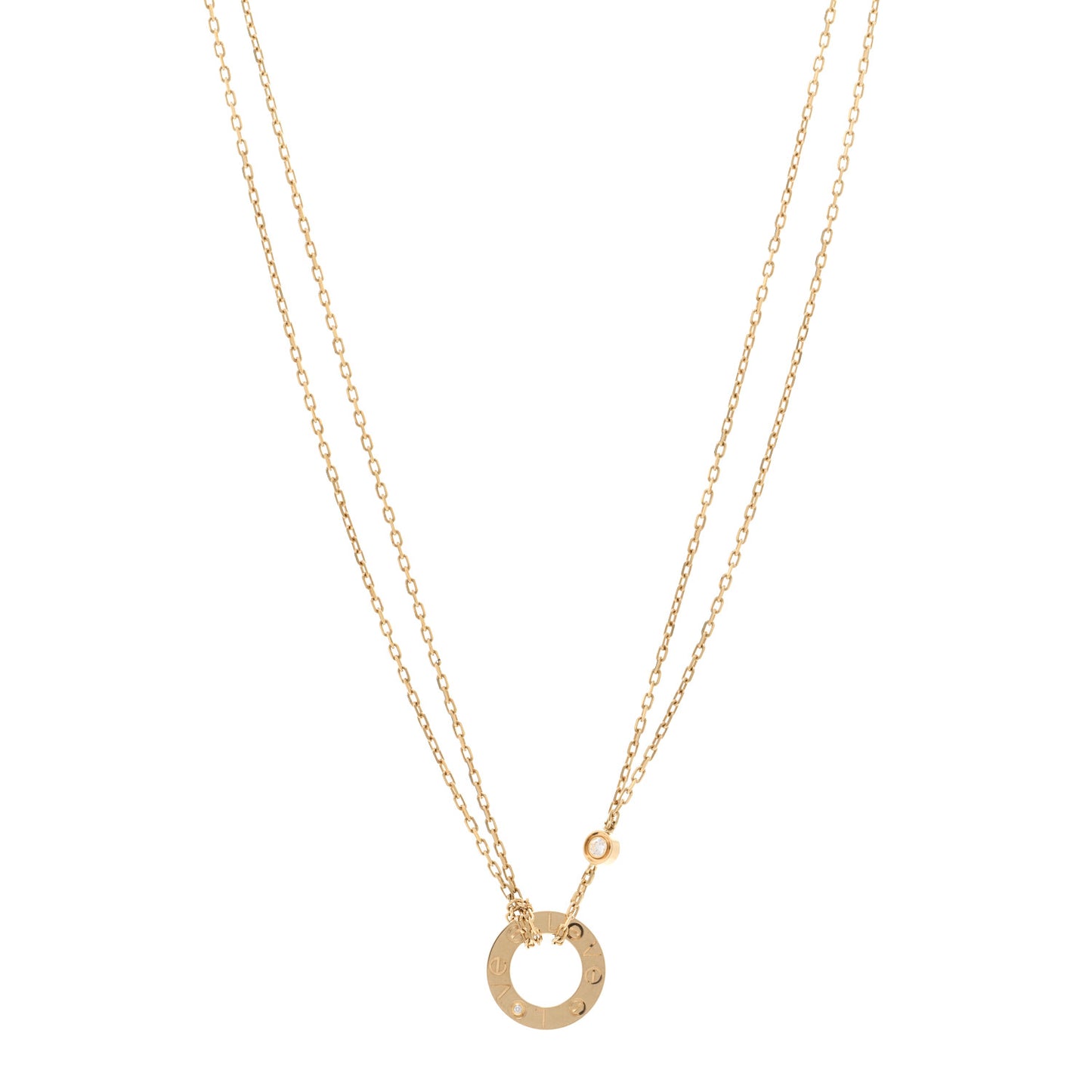 18K Yellow Gold 2 Diamond LOVE Necklace