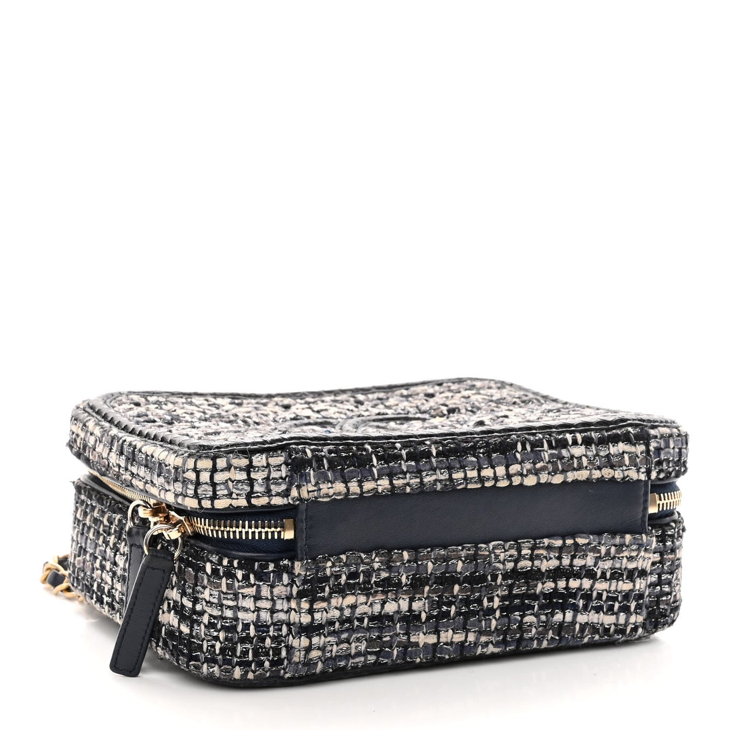 Tweed Snakeskin Quilted Medium CC Filigree Vanity Case Dark Navy