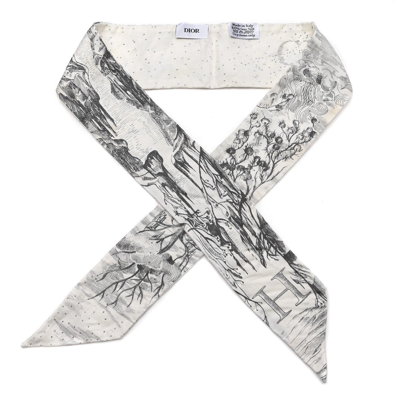 その他 dior Christian Dior Silk Toile De Jouy Reverse Capri Mitzah Scarf Grey