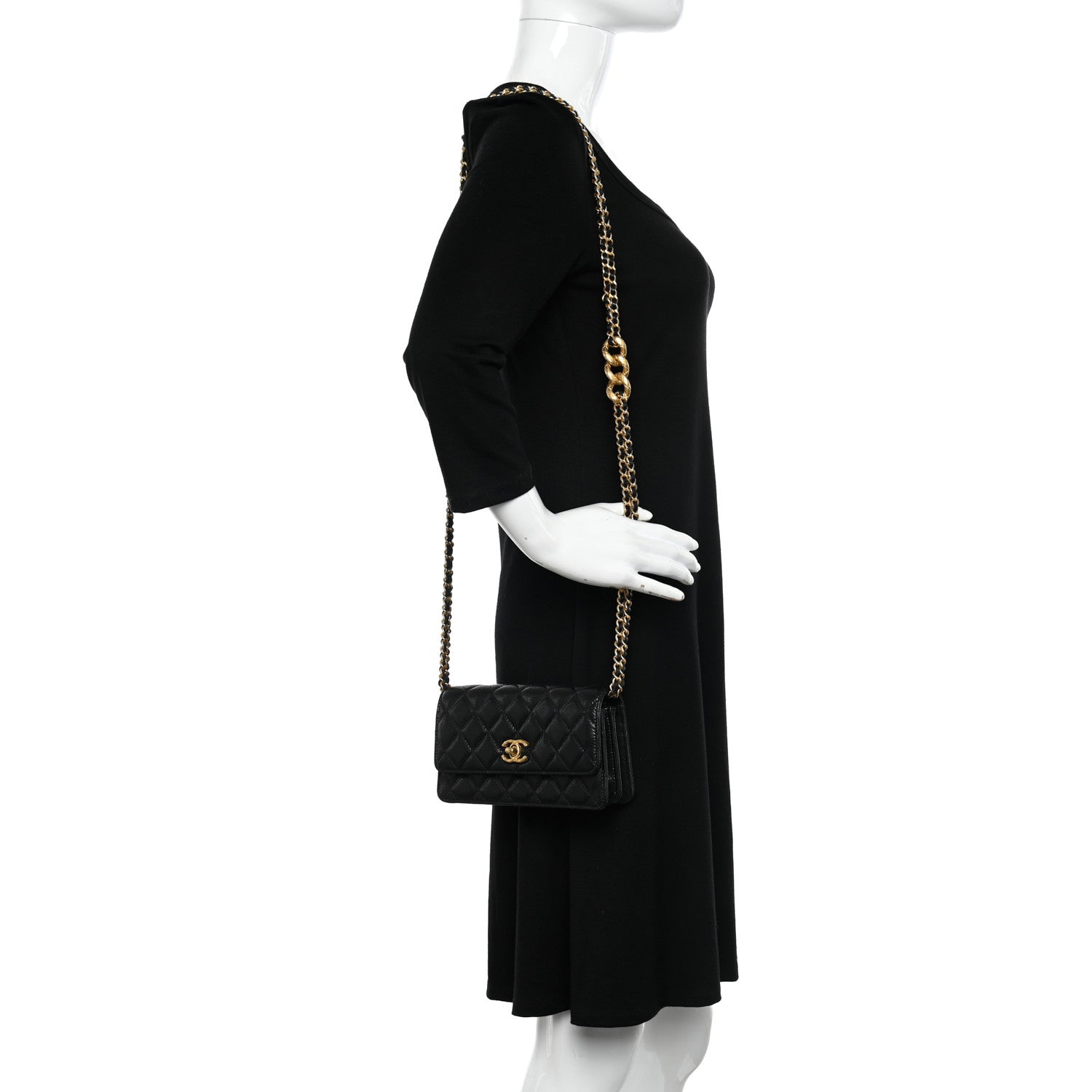 Chanel Caviar Quilted Chain Link Clutch With Chain Black 2 of 12