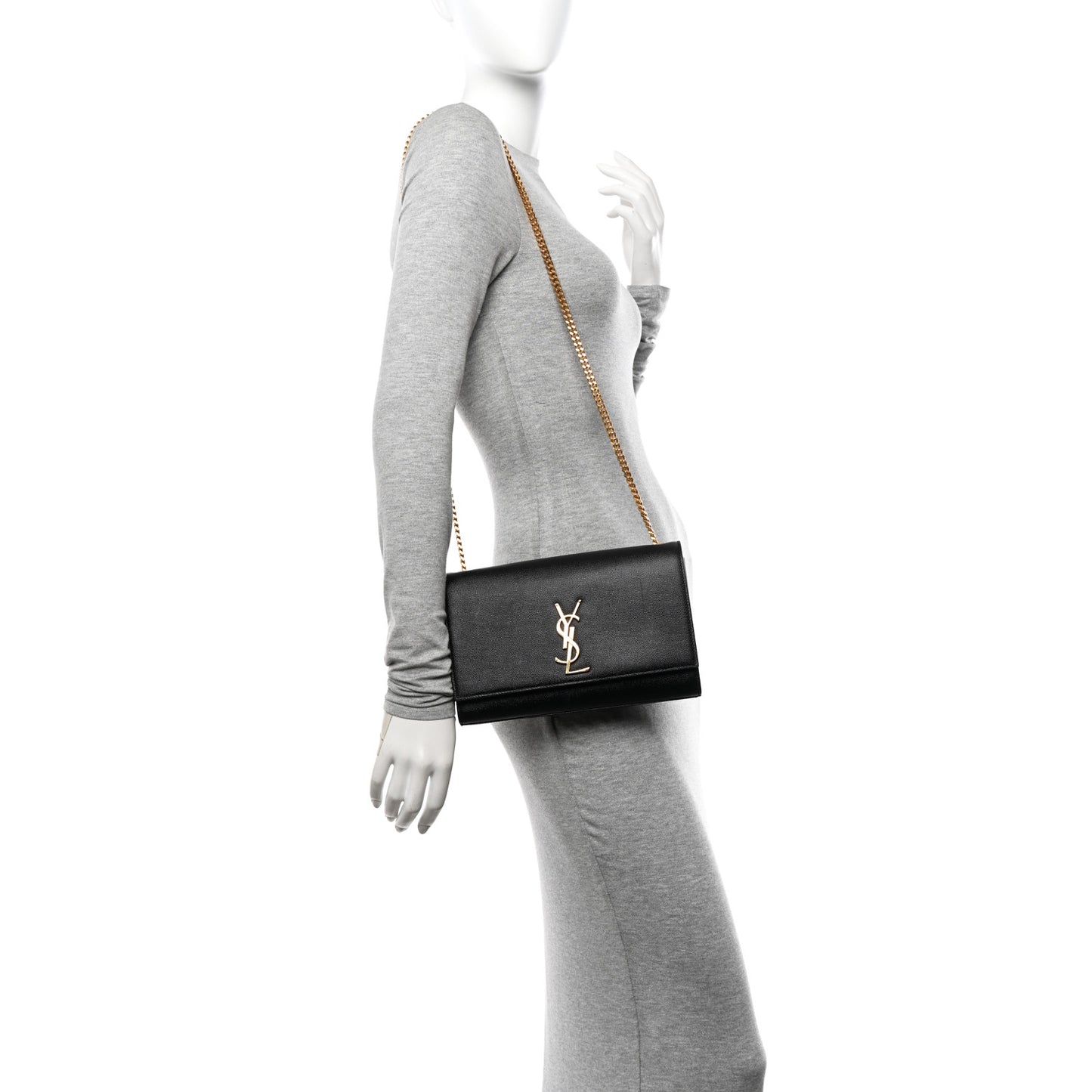 Grain De Poudre Medium Classic Monogram Kate Satchel Black