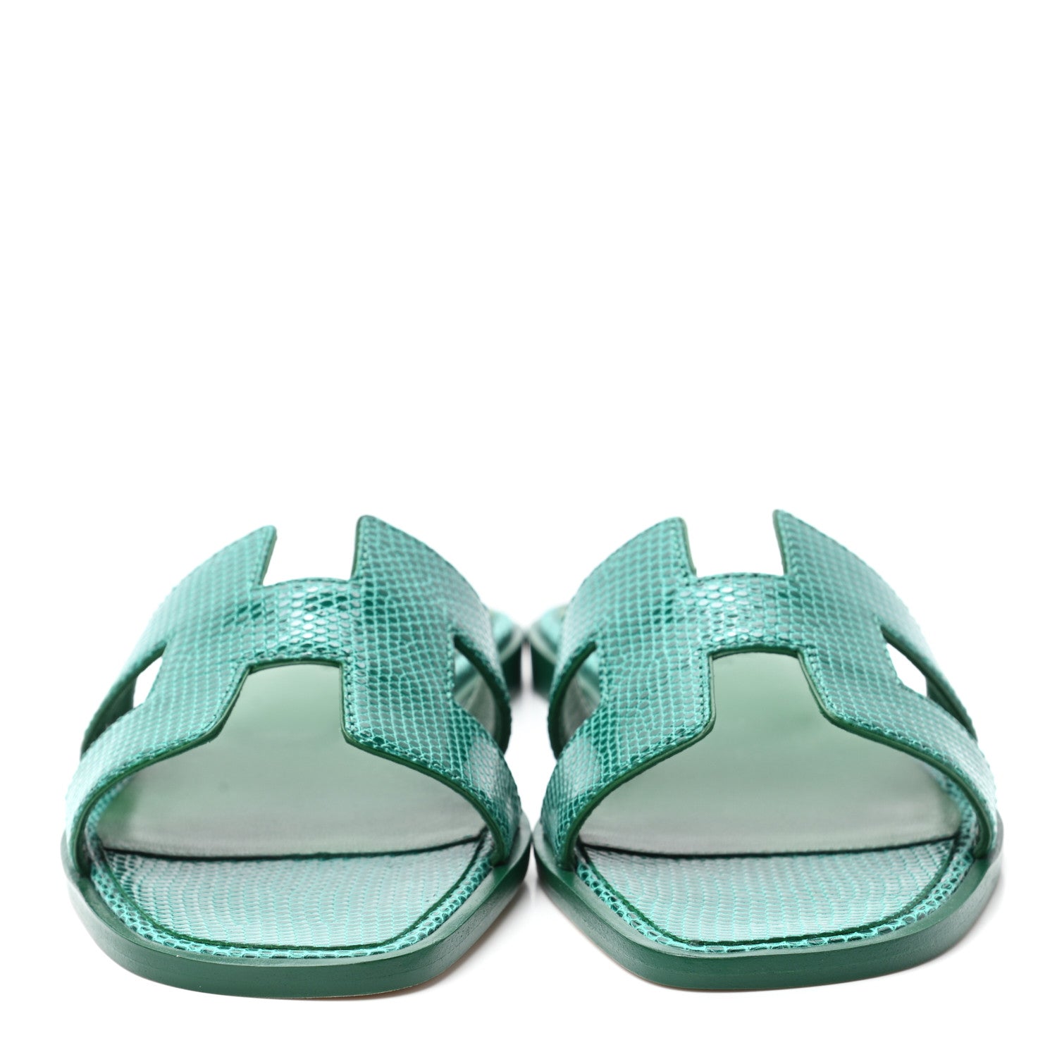 Hermes Lizard Oran Sandals 36 Vert Emeraude 2 of 8
