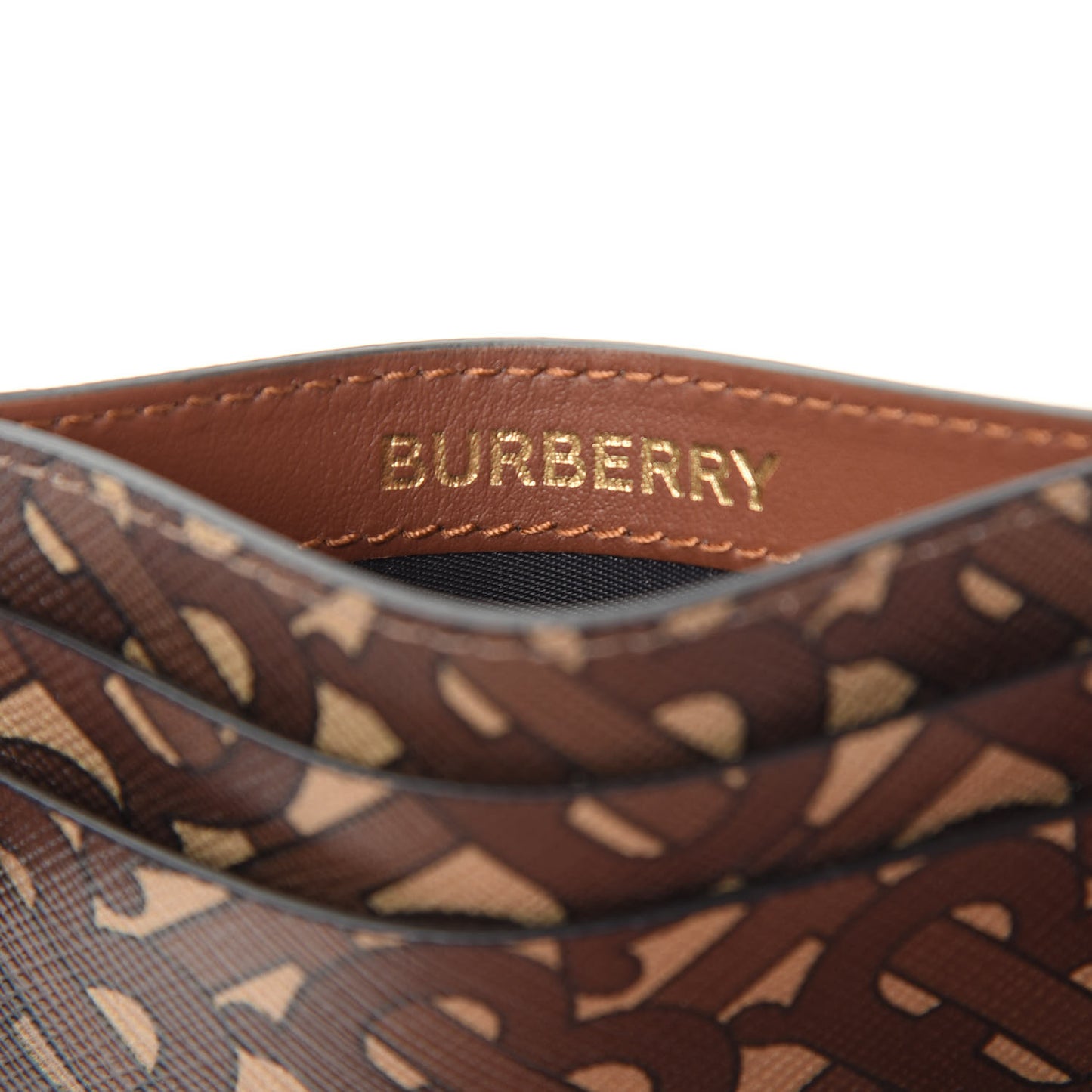 E-Canvas Monogram Card Case Bridle Brown