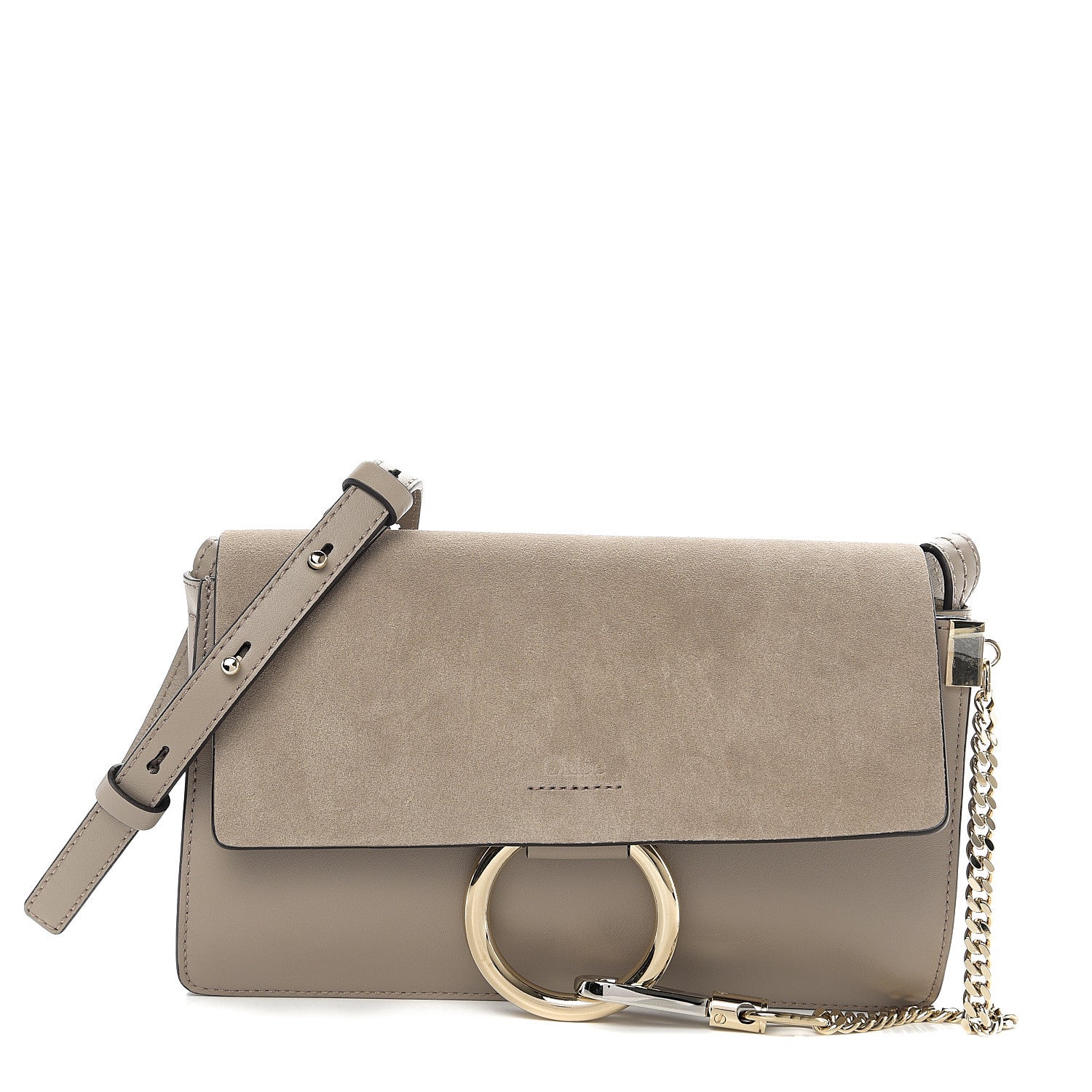 Chloe Suede Calfskin Small Faye Shoulder Bag Motty Grey 1 of 8