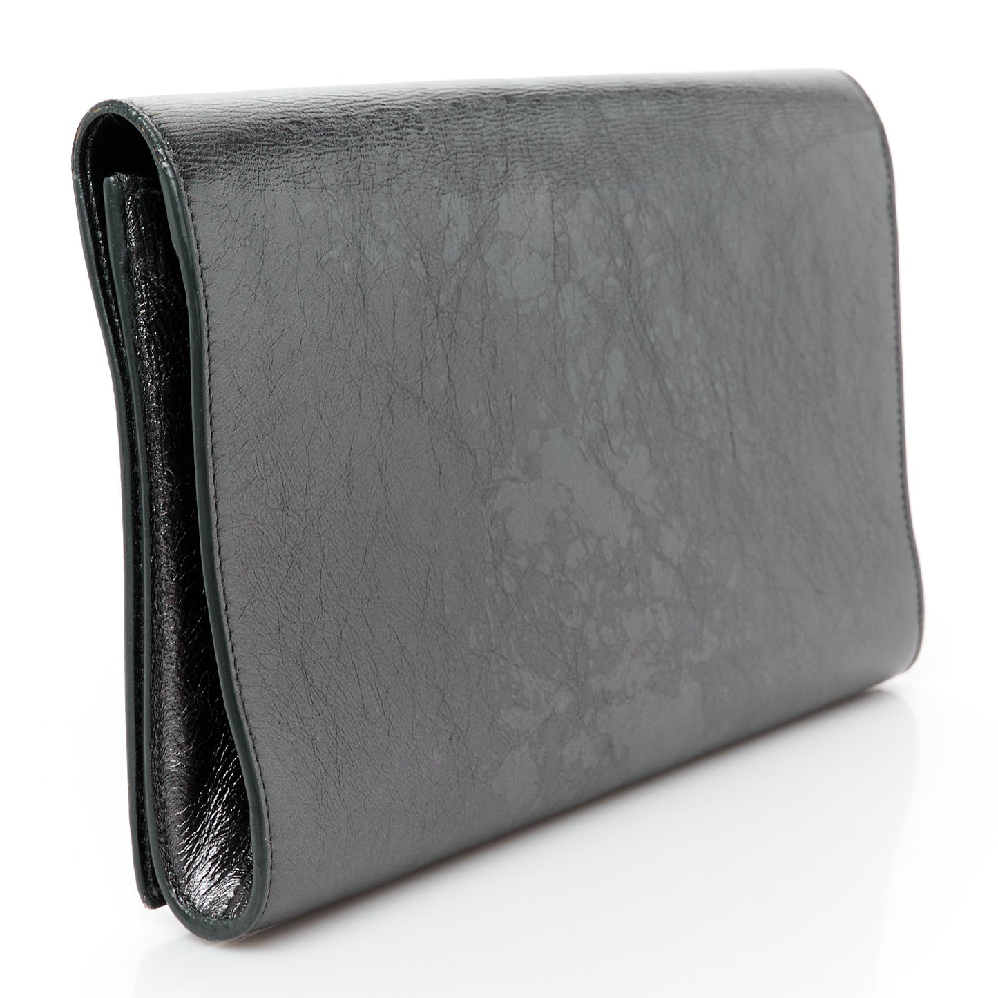 Metallic Calfskin Monogram Large Belle De Jour Clutch Dark Silver