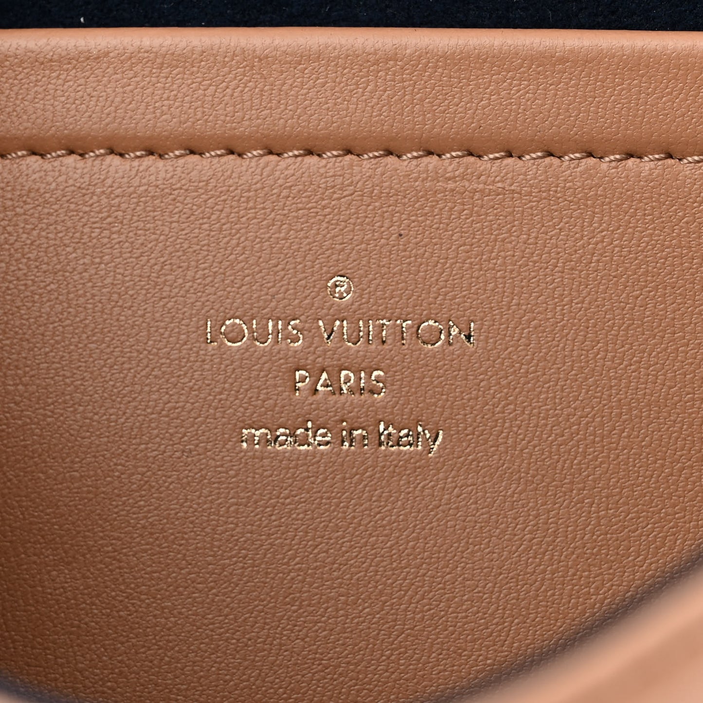 Lambskin Embossed Monogram Pochette Coussin Camel