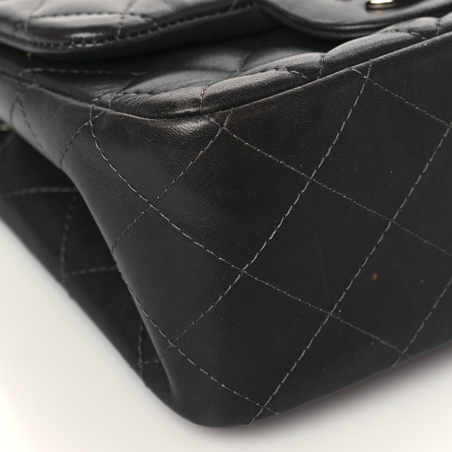 Lambskin Quilted Mini Square Flap Dark Grey