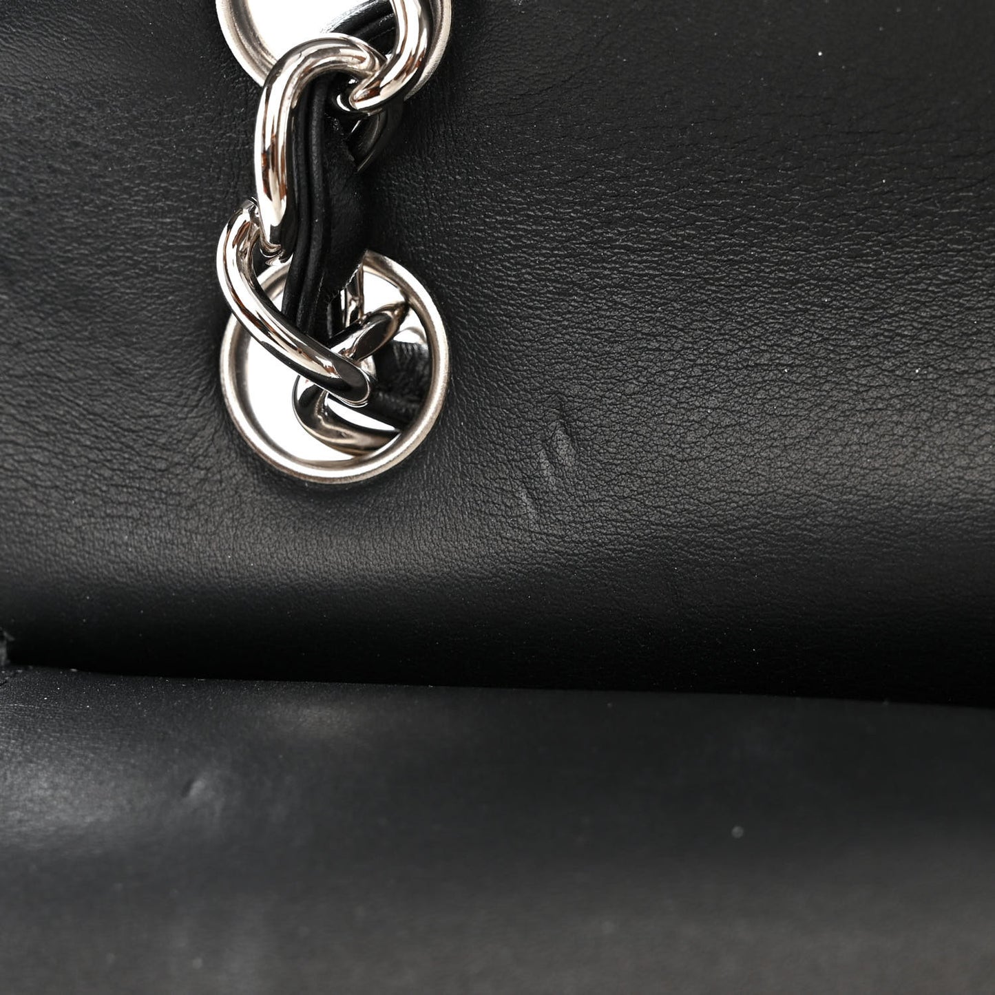 Striated Patent Quilted Maxi Double Flap Black