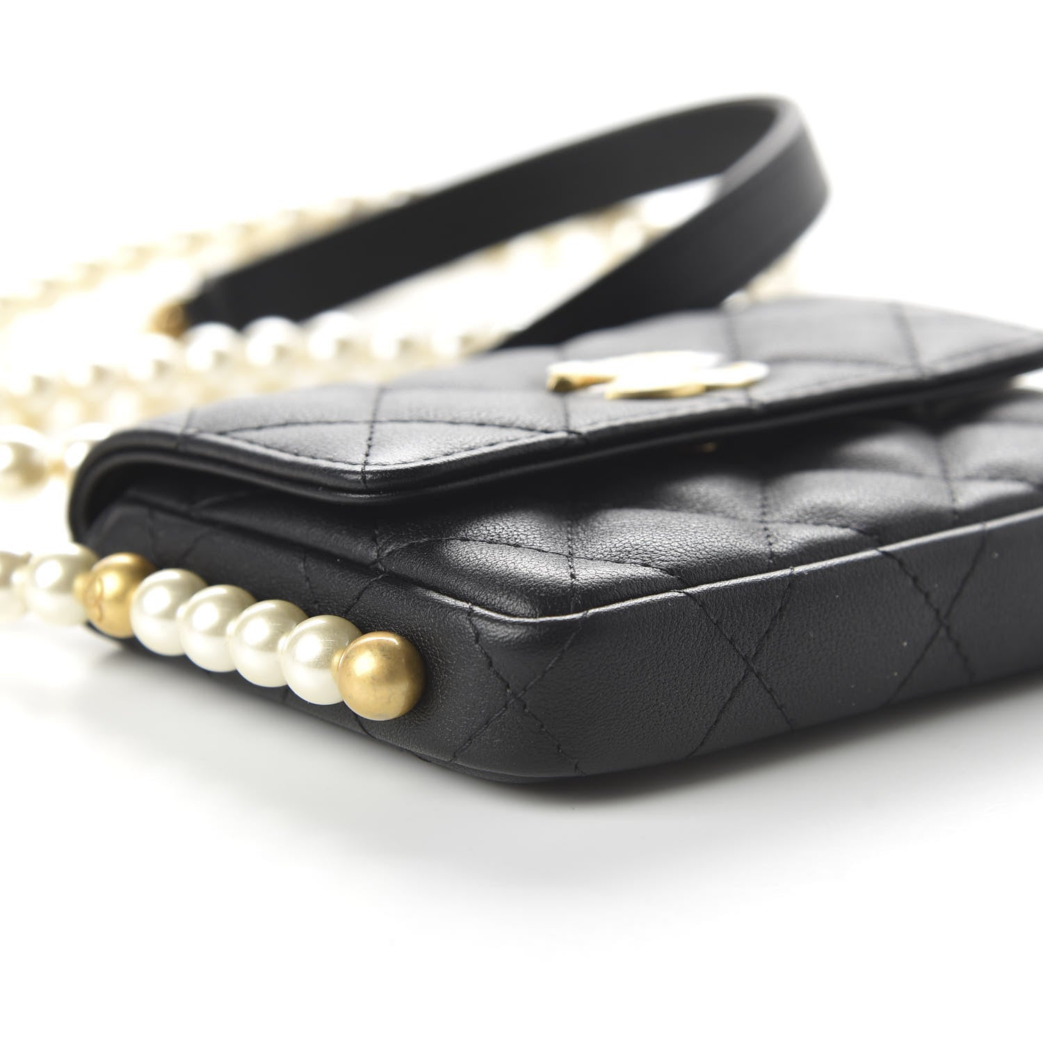 Chanel Calfskin Quilted About Pearls Card Holder Flap With Chain Black 6 of 12
