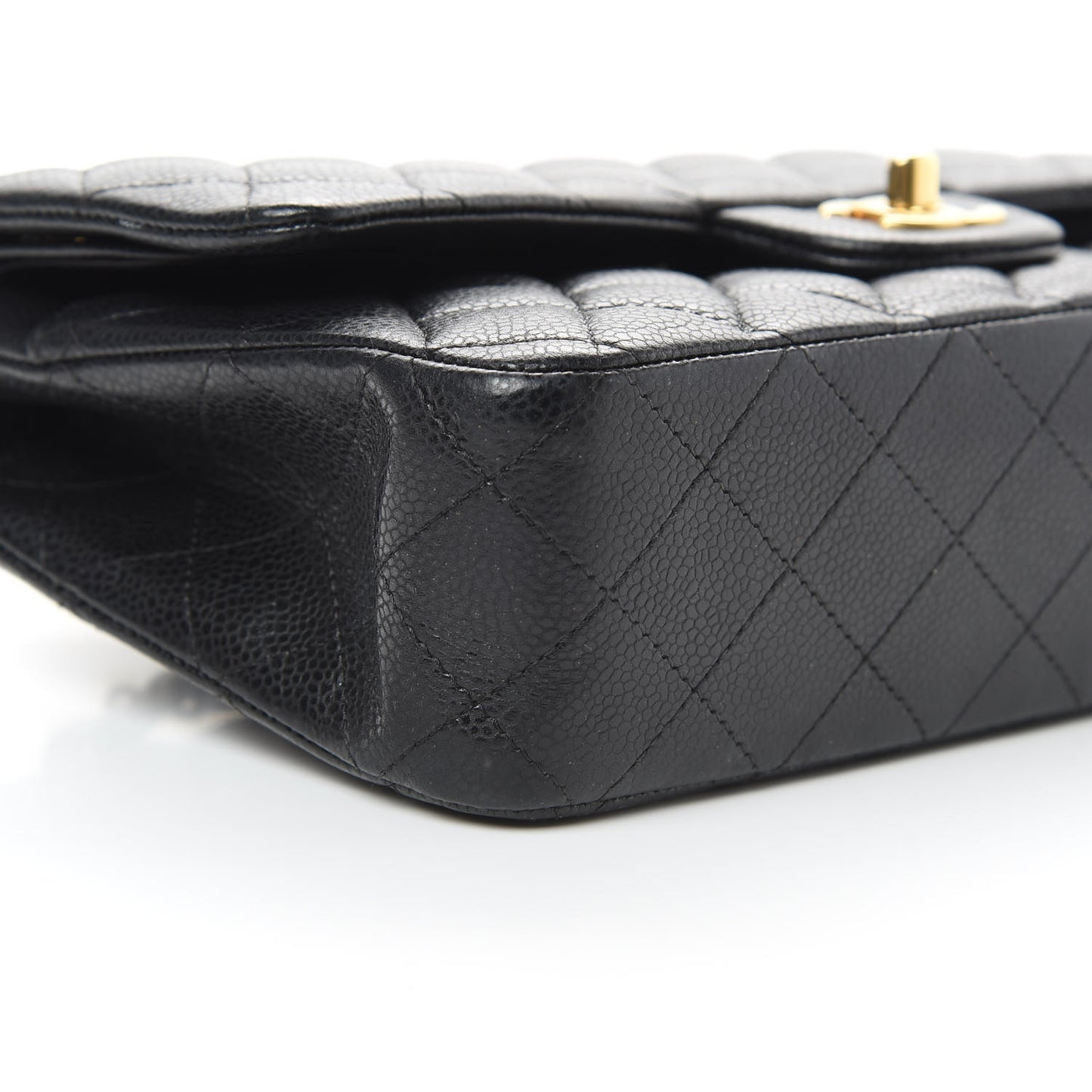 Caviar Quilted Medium Double Flap Black