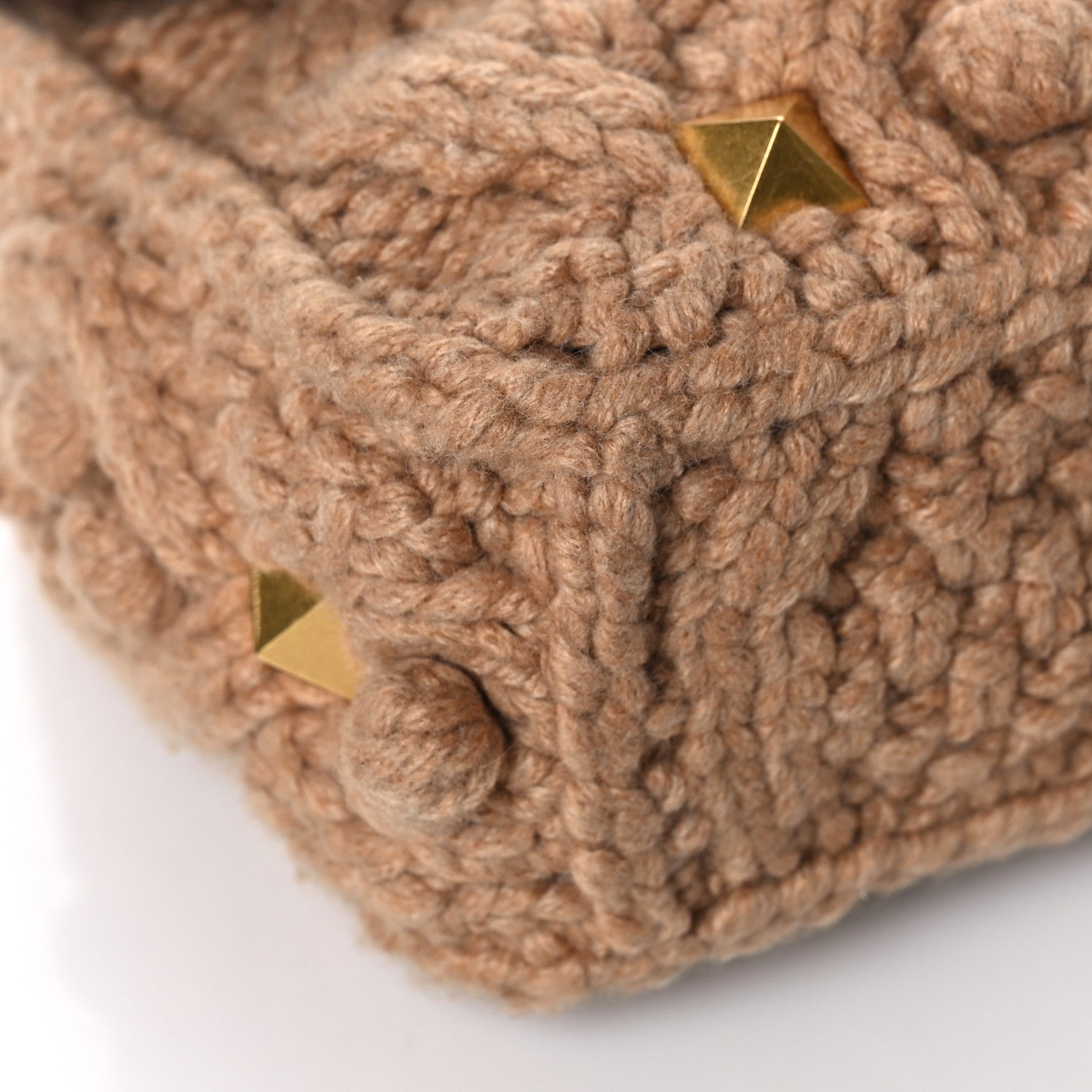 Valentino Garavani Cashmere Large Roman Stud Shoulder Bag Beige 7 of 8