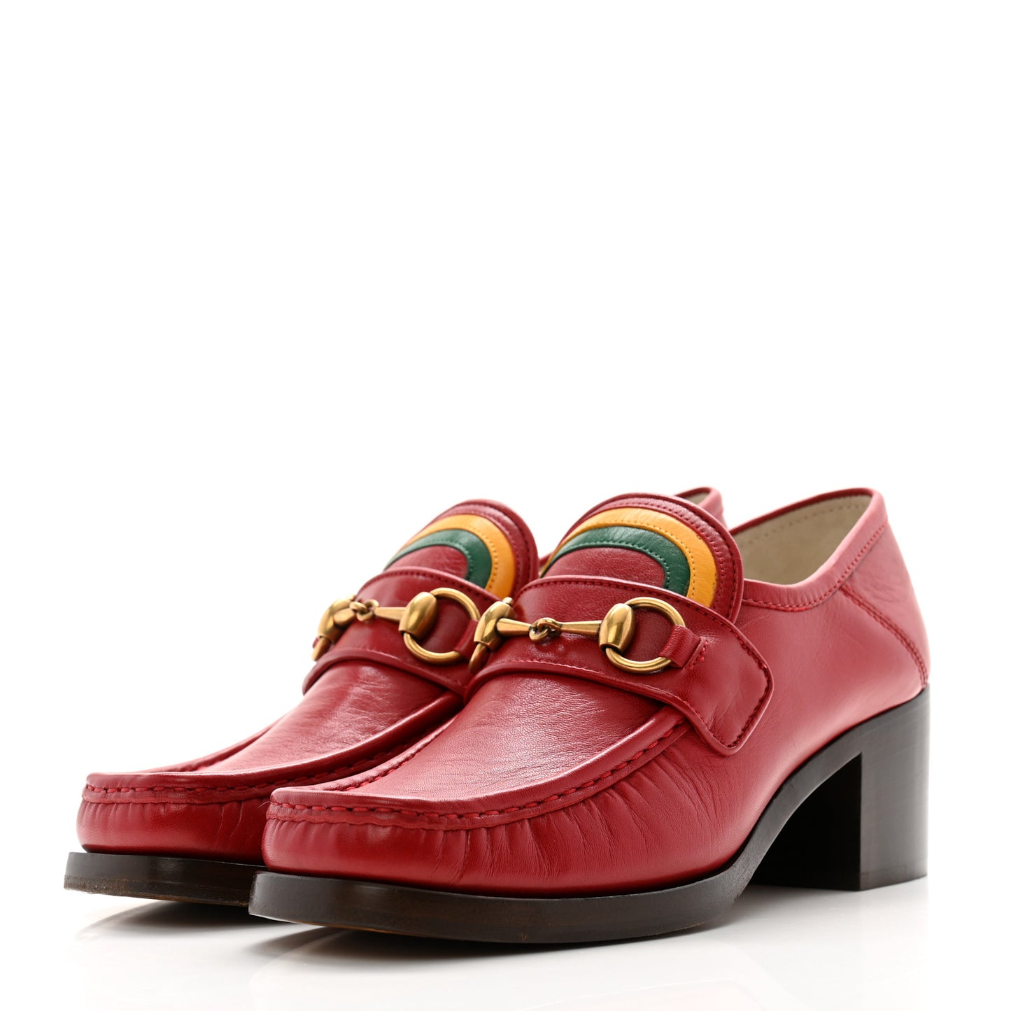 Malaga Kid Horsebit Loafer Pumps 36.5 Hibiscus Red Emerald