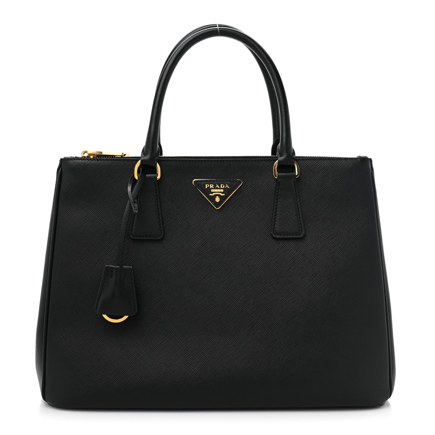Saffiano Lux Large Galleria Double Zip Tote Black