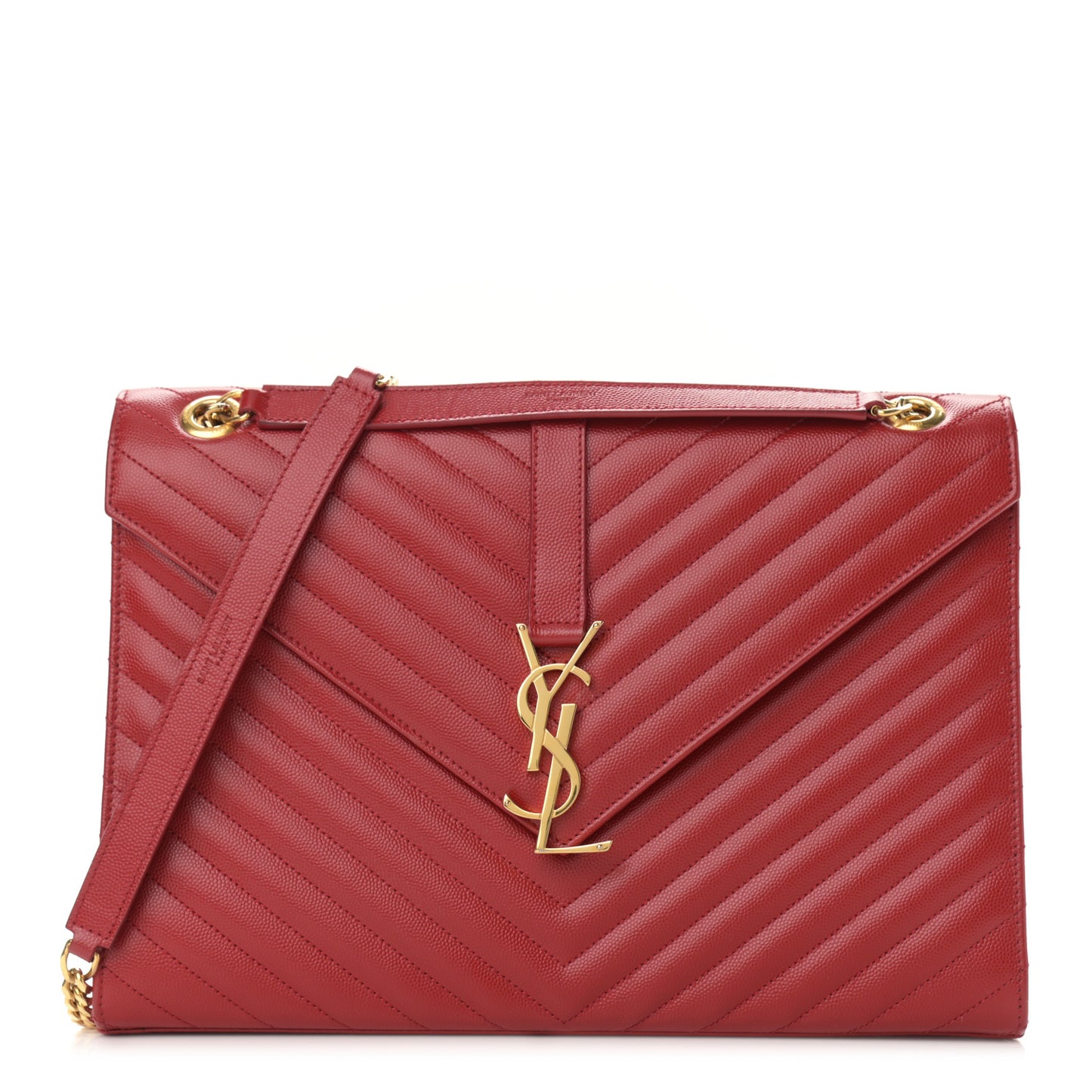 Grain De Poudre Matelasse Chevron Large Monogram Satchel Lipstick Red