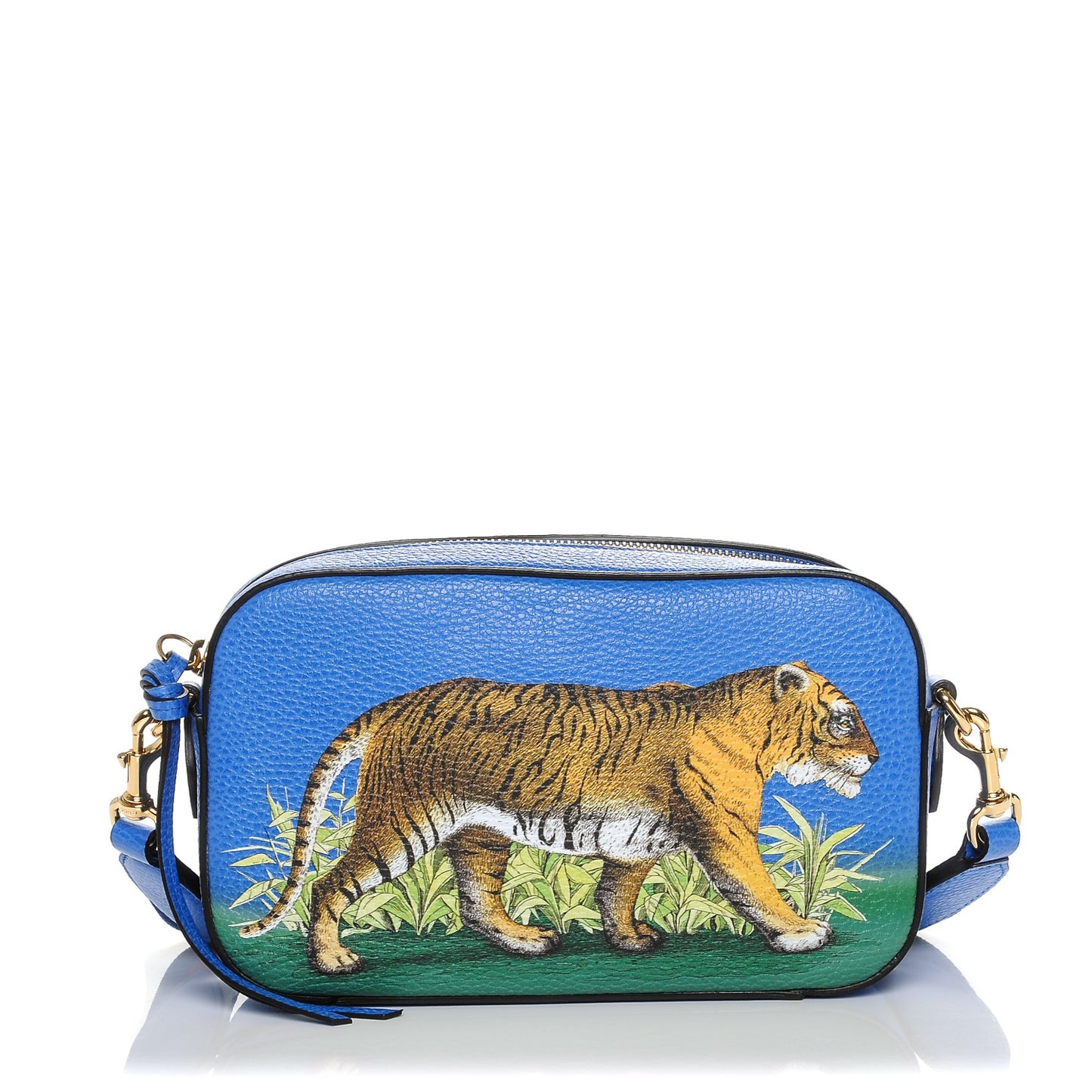 Calfskin Sylvie Tiger Print Camera Bag Multicolor Dark Sky