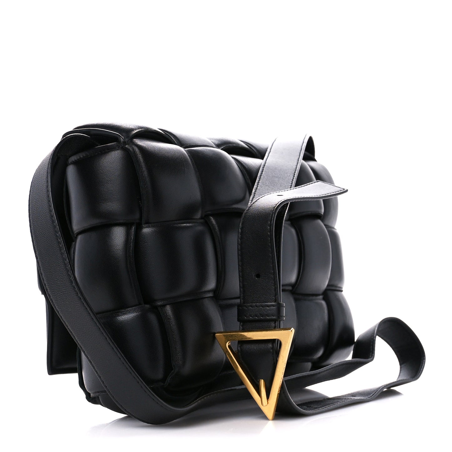 Nappa Maxi Intreccio Padded Cassette Crossbody Bag Black