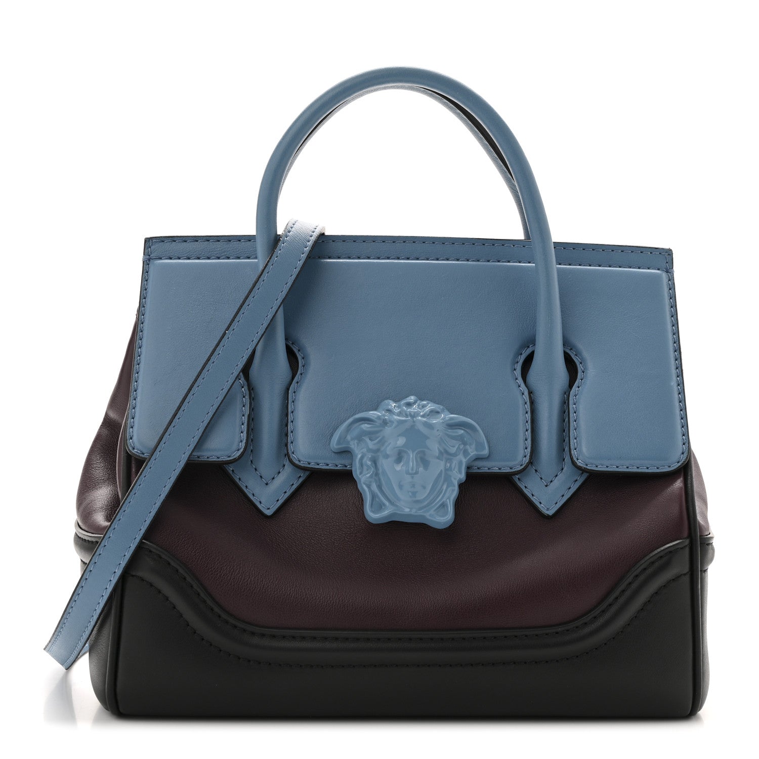 Versace Calfskin Medium Palazzo Empire Bag Blue Purple Black