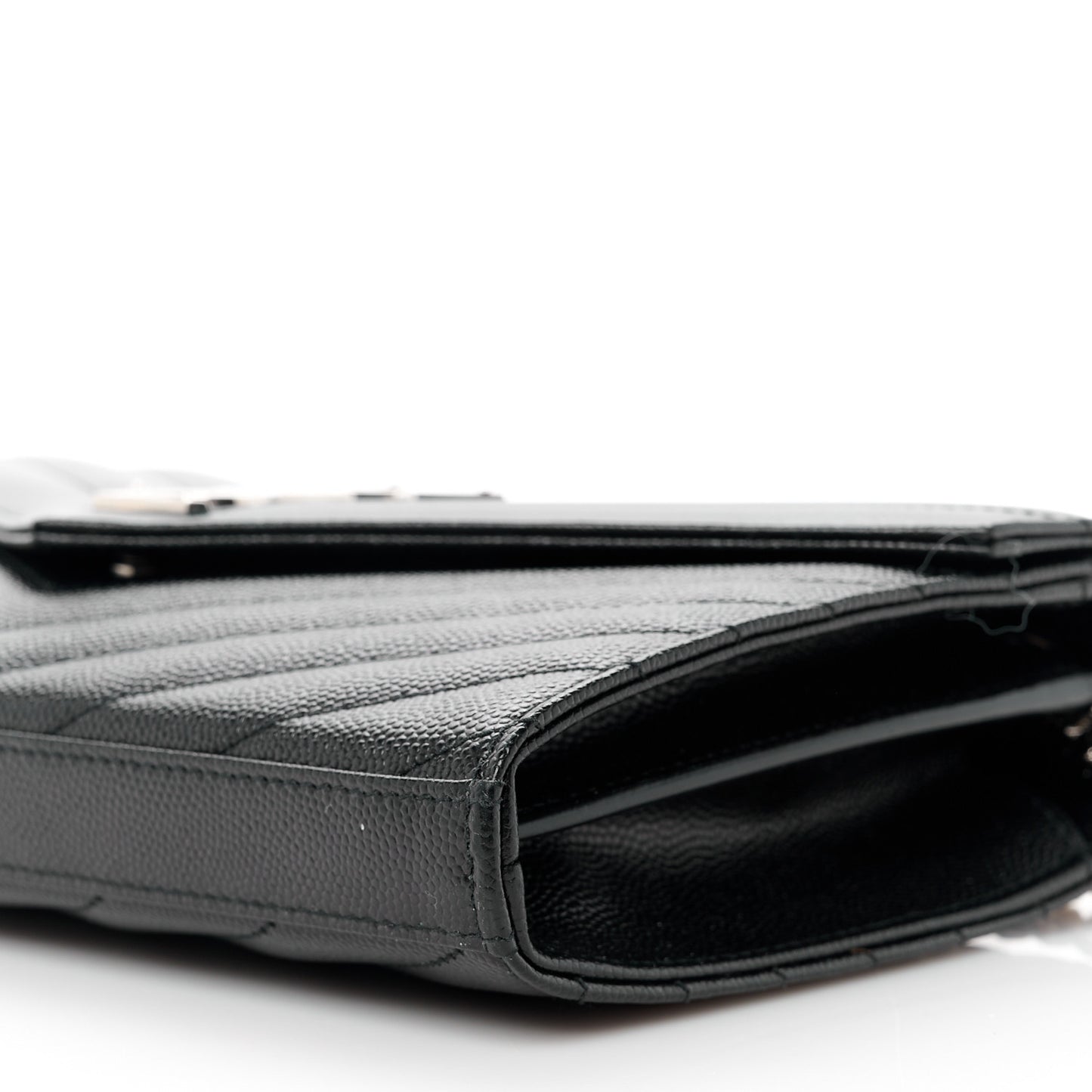 Grain De Poudre Matelasse Chevron Monogram Chain Wallet Black
