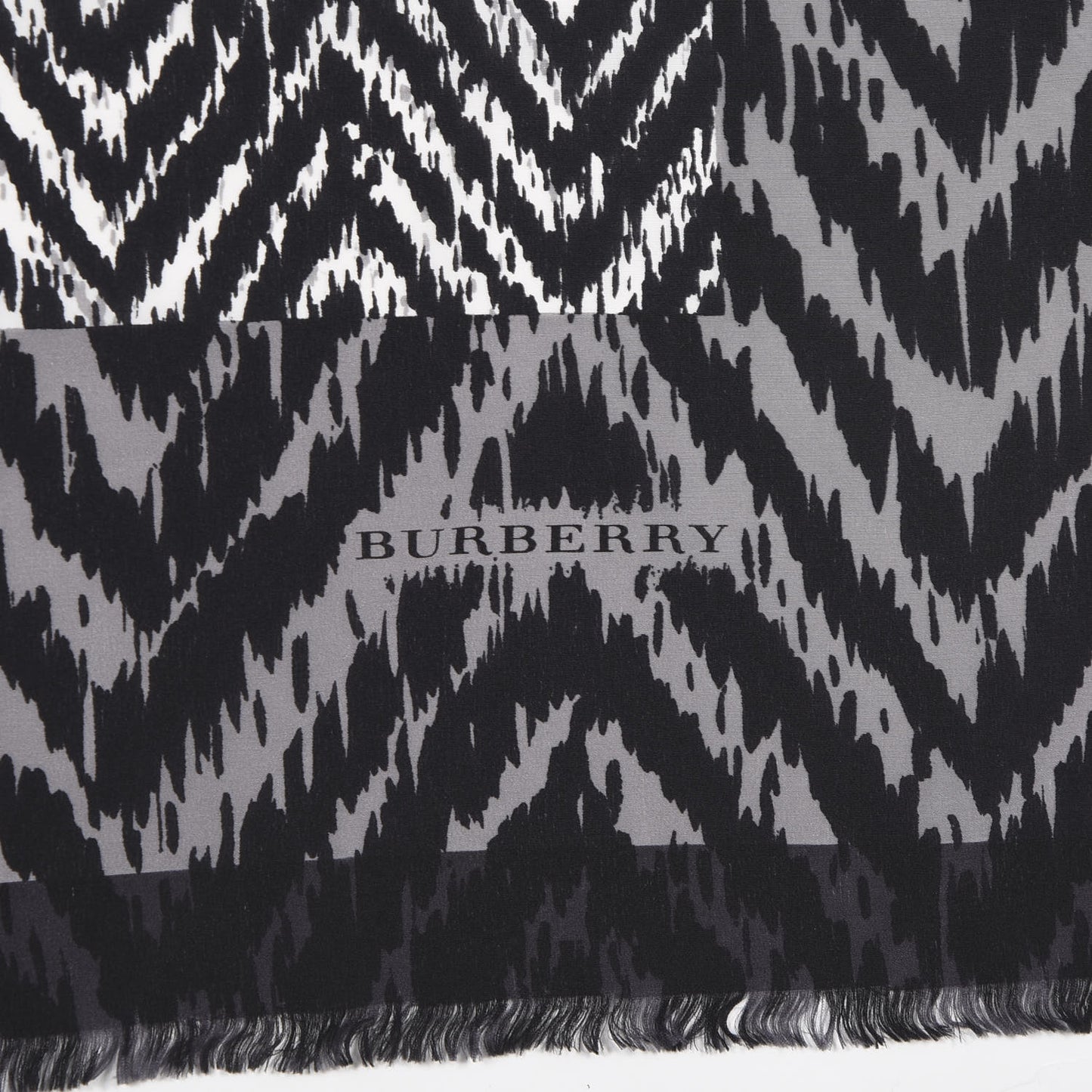 Silk Chevron Print Scarf Black White