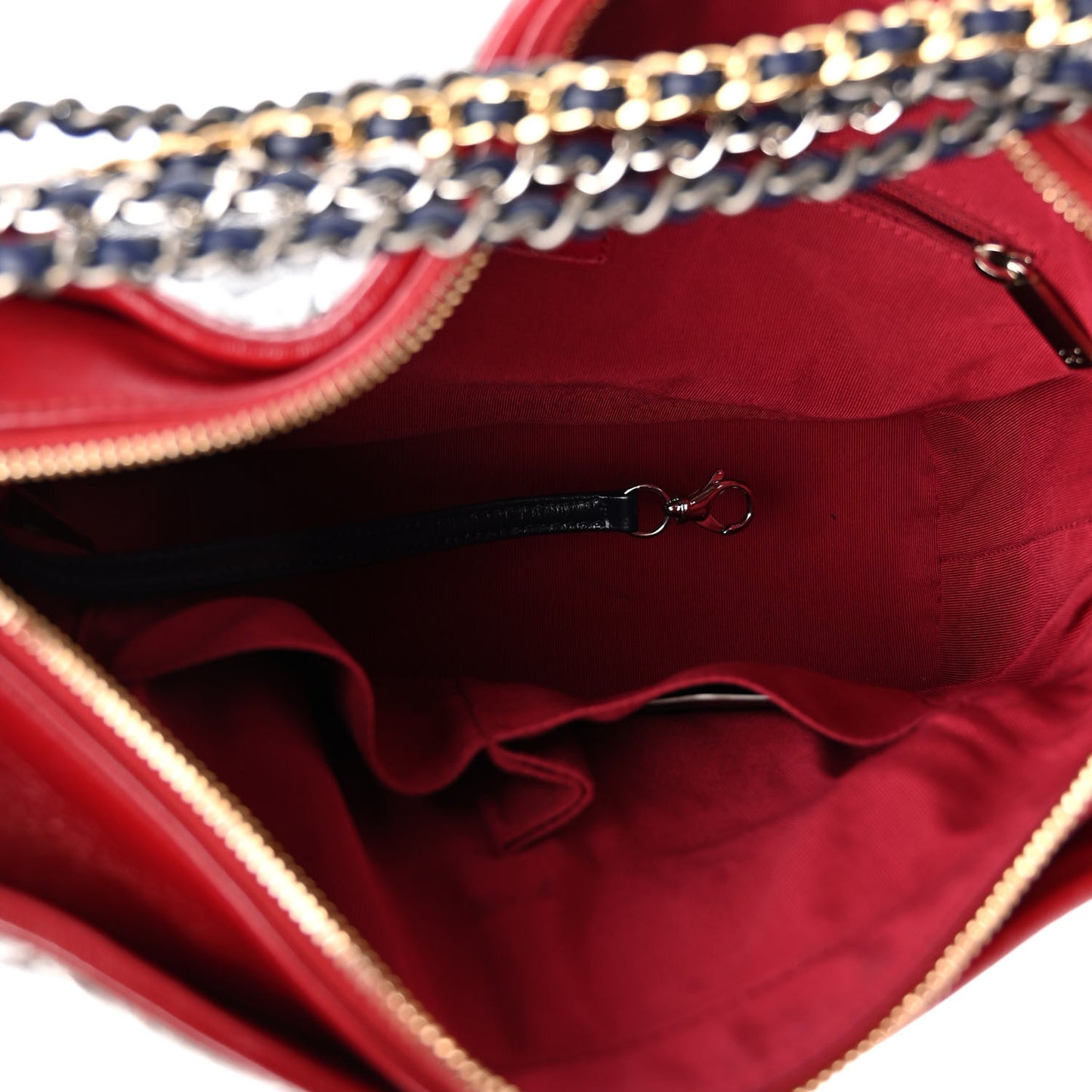 Metallic Aged Calfskin Quilted Medium Gabrielle Hobo Silver Navy Red