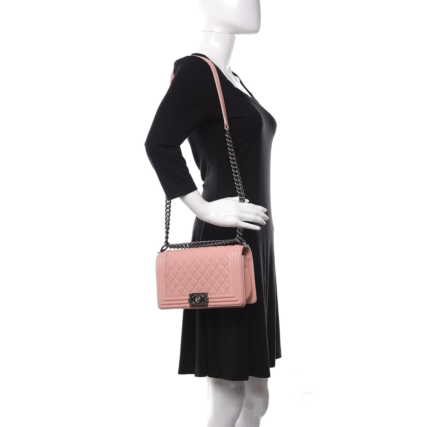 Lambskin Quilted Medium Boy Flap Light Pink