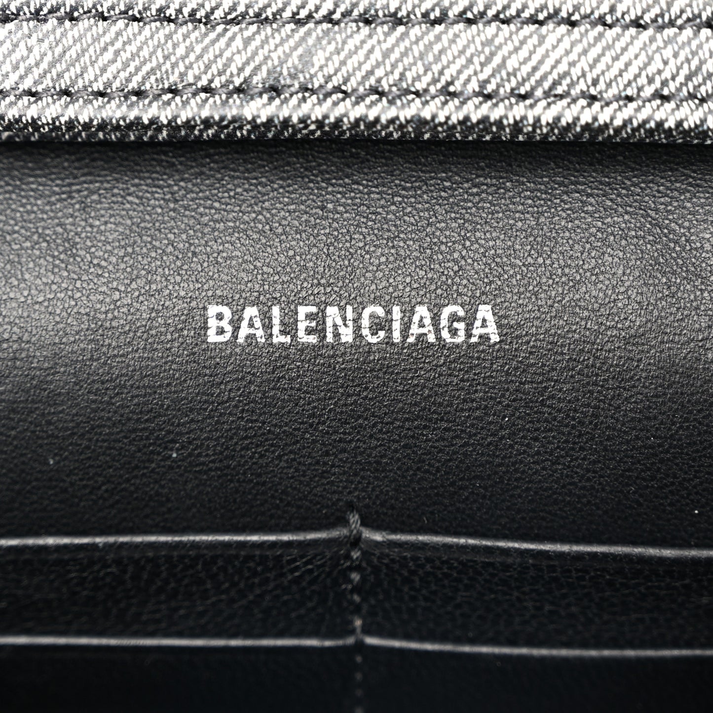 Nappa Denim Printed Hourglass Chain Bag Denim Black