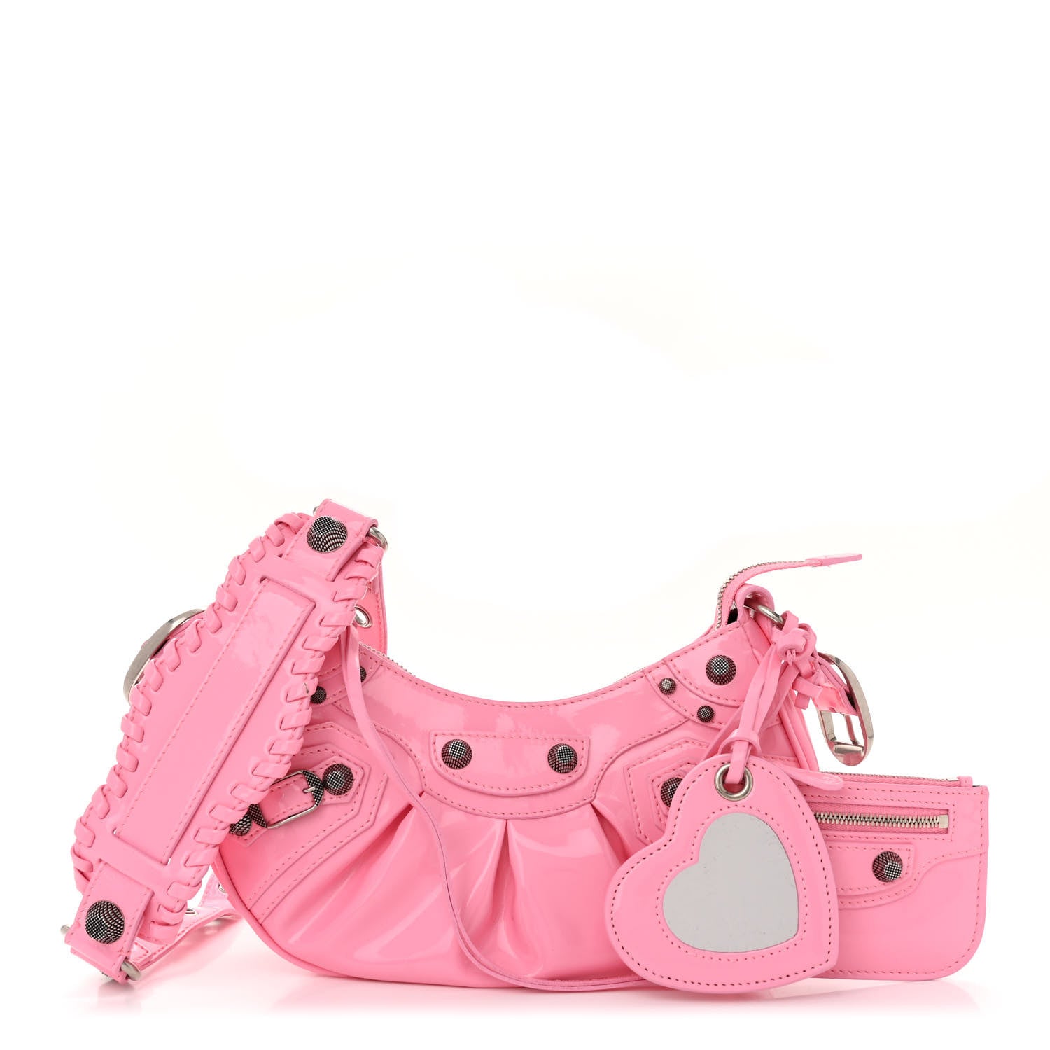 Balenciaga Patent Faux Leather Le Cagole Shoulder Bag XS Sweet Pink 1 of 11