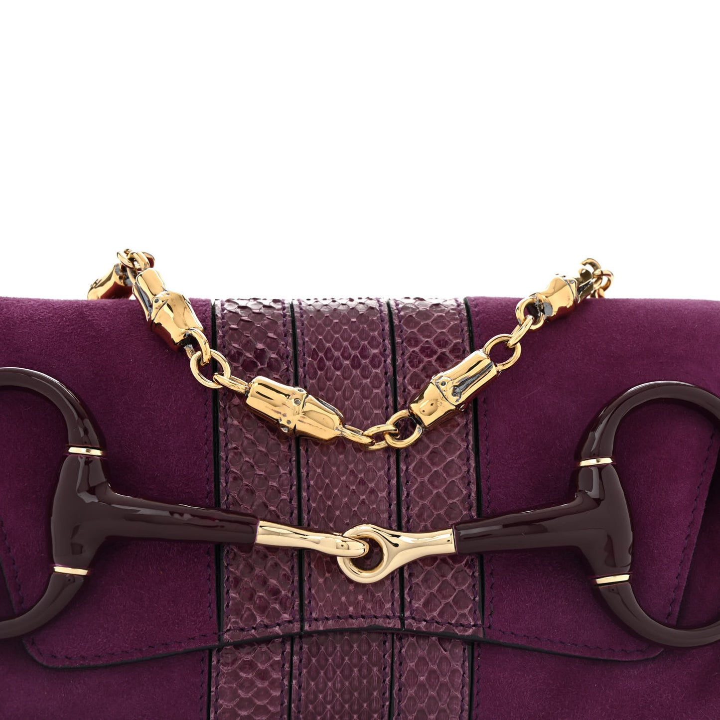 Tom Ford Suede Snakeskin Horsebit Clutch Purple