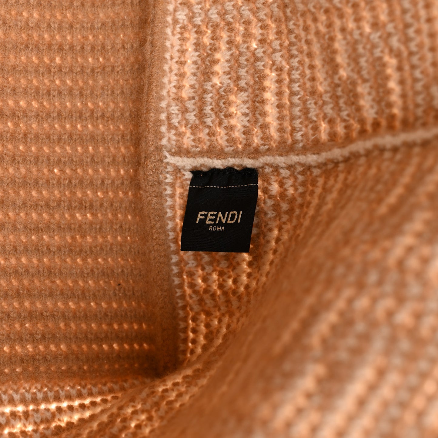 Cashmere Knit FF Large Shopper Tote Cammello