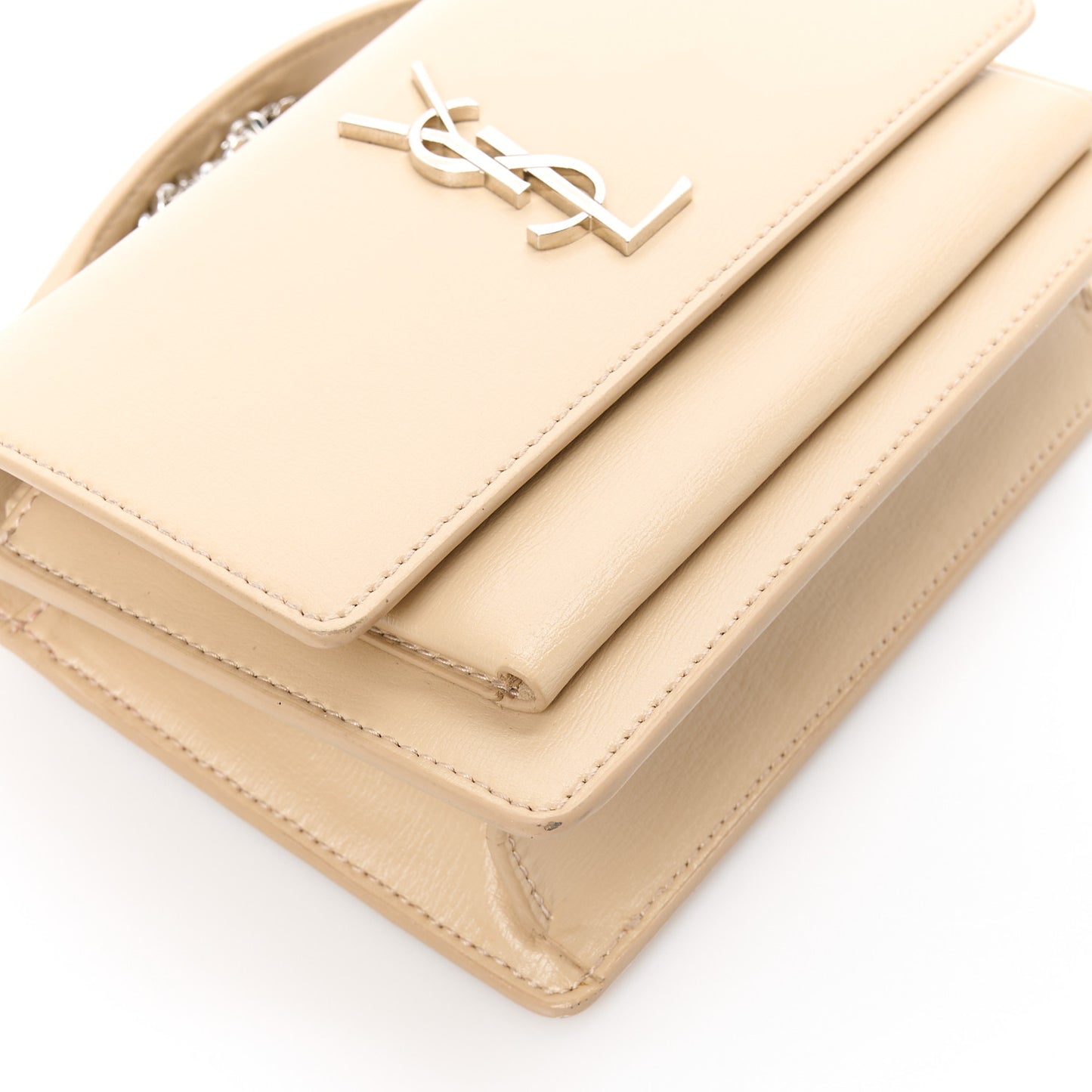 Calfskin Monogram Sunset Chain Wallet Nude Powder