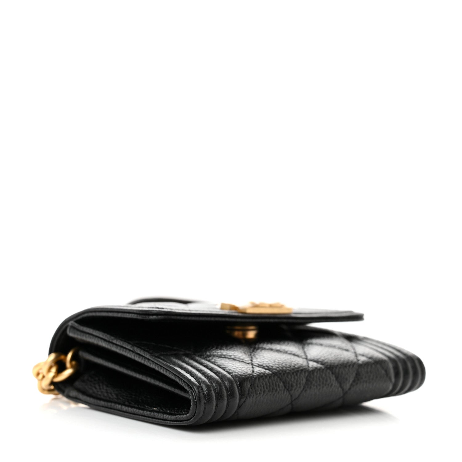 Chanel Caviar Quilted Boy Card Holder On Chain Black 4 of 11