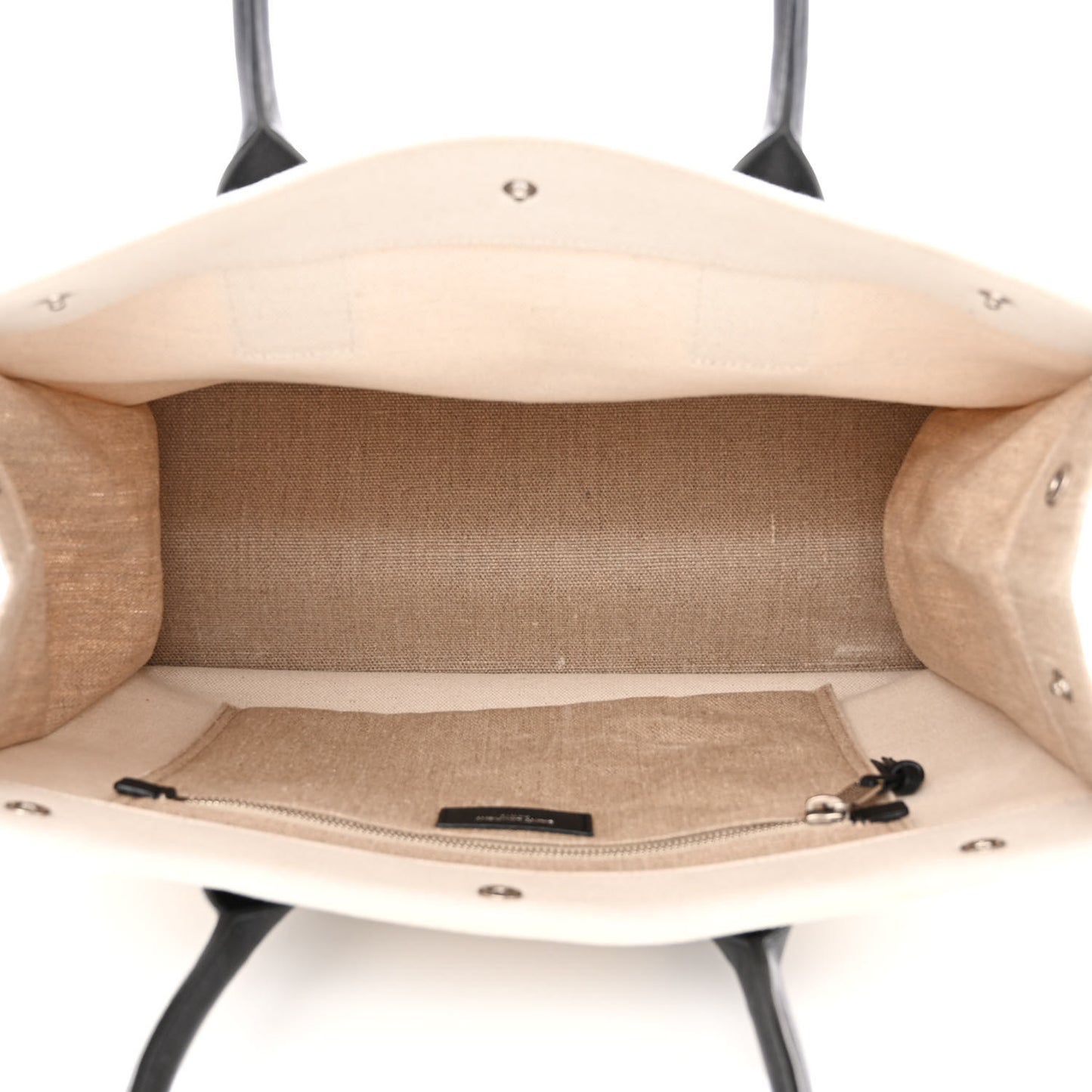 Linen Calfskin Small Rive Gauche Tote Greggio Natural