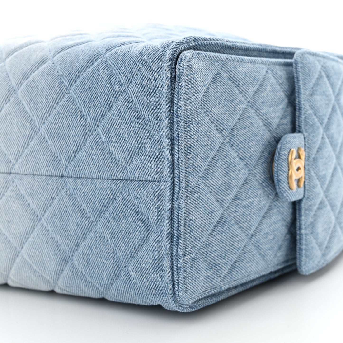 Washed Denim Quilted Medium Chanel 25 Handbag Blue