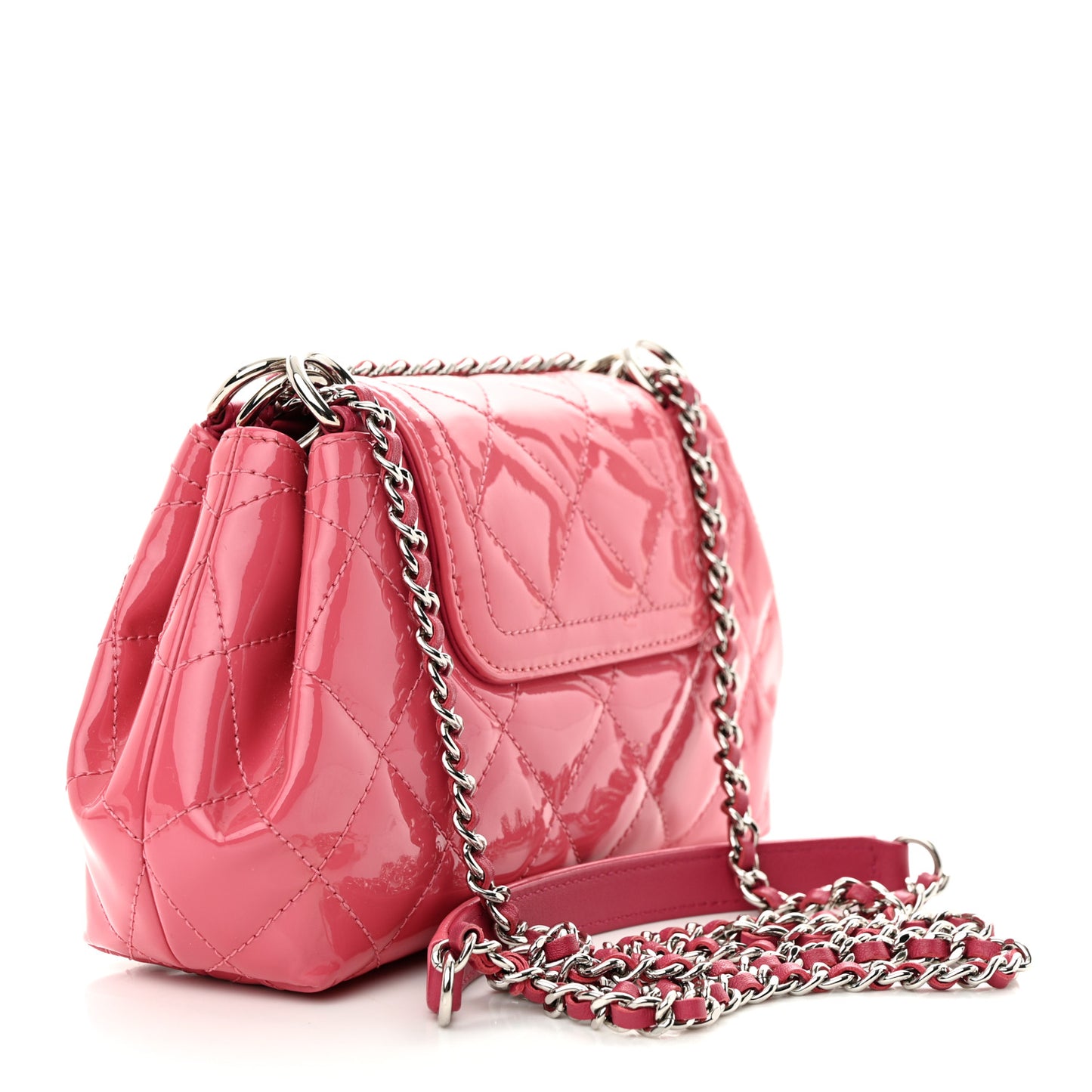 Patent Quilted Small Coco Shine Accordion Flap Pink