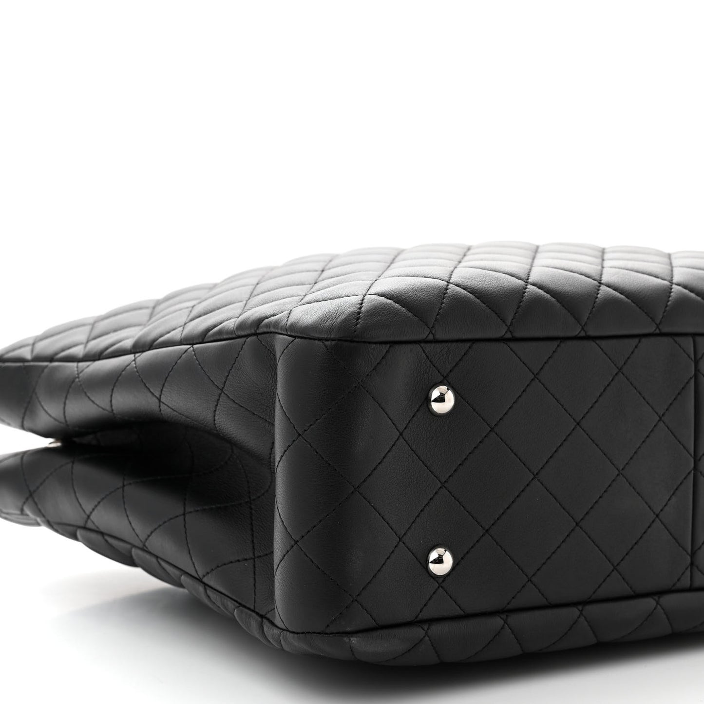 Calfskin Quilted Large Classic Shopping Tote Black