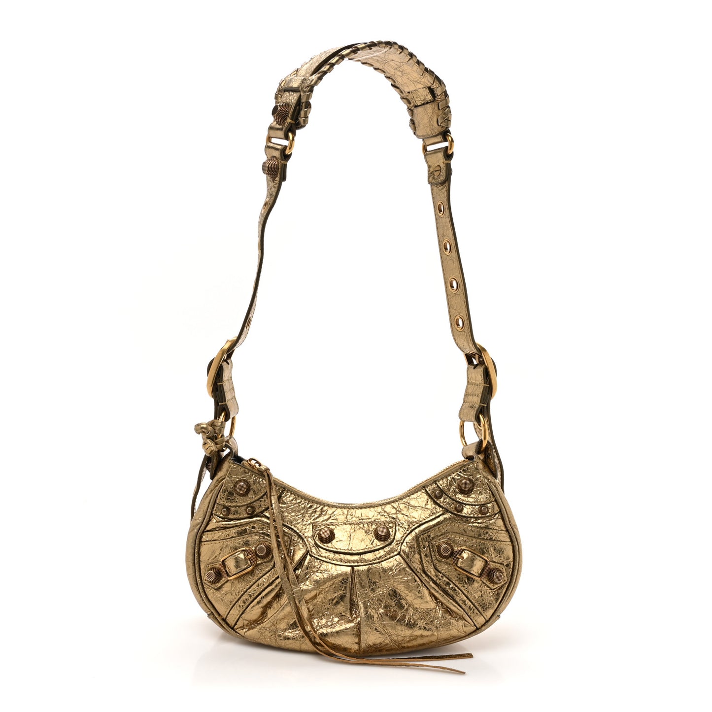 Metallic Agneau Arena Le Cagole Shoulder Bag XS Gold