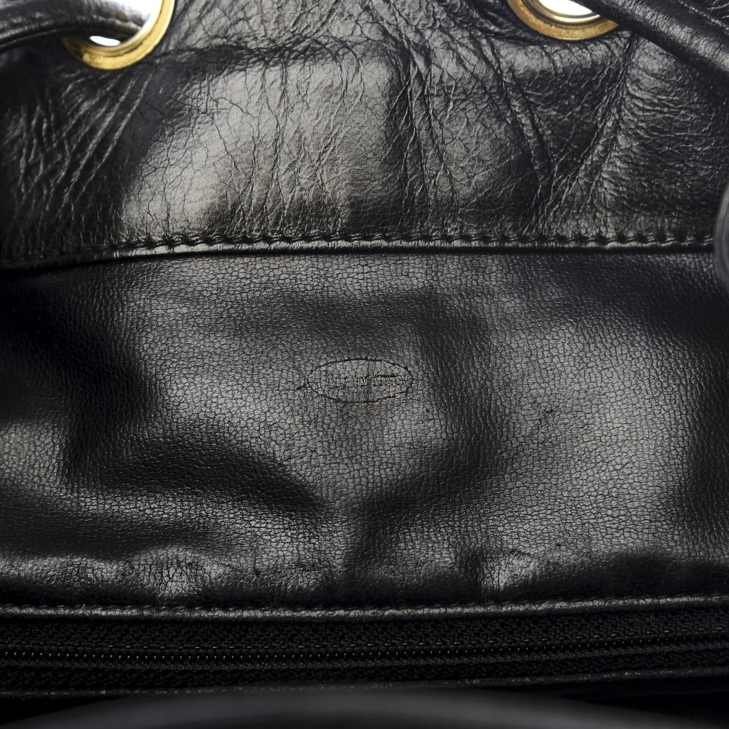 Lambskin Quilted Drawstring Backpack Black