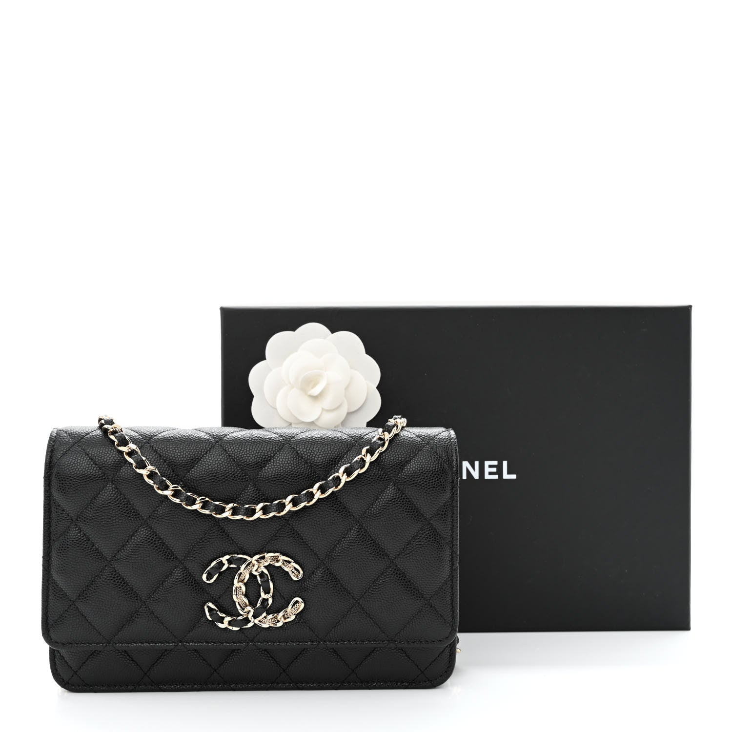 Chanel Caviar Quilted French New Wave Chain CC Wallet On Chain WOC Black 13 of 13