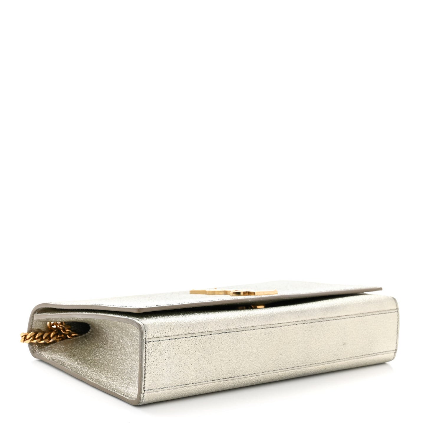 Metallic Calfskin Medium Classic Monogram Kate Satchel Pale Gold