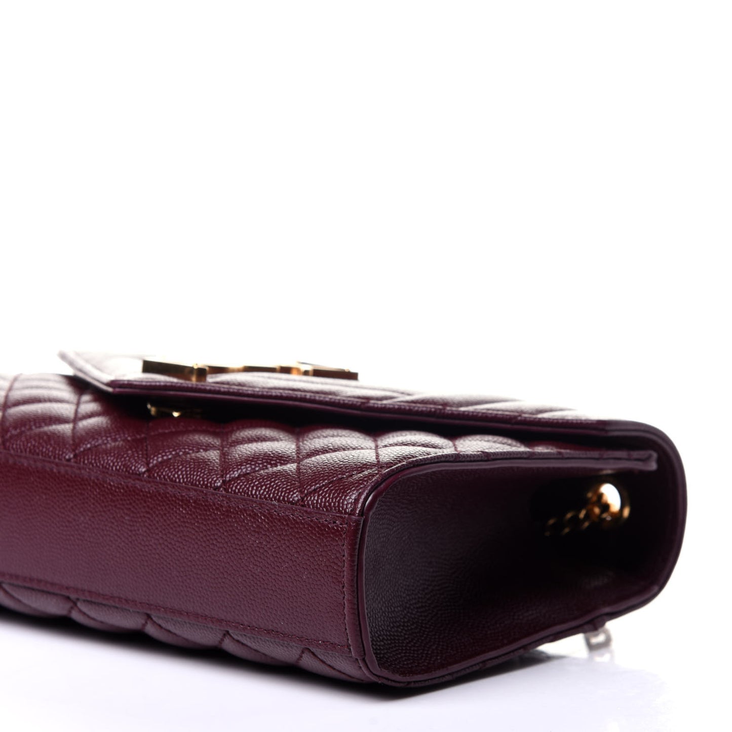 Grain De Poudre Textured Mixed Matelasse Triquilt Small Monogram Satchel Burgundy