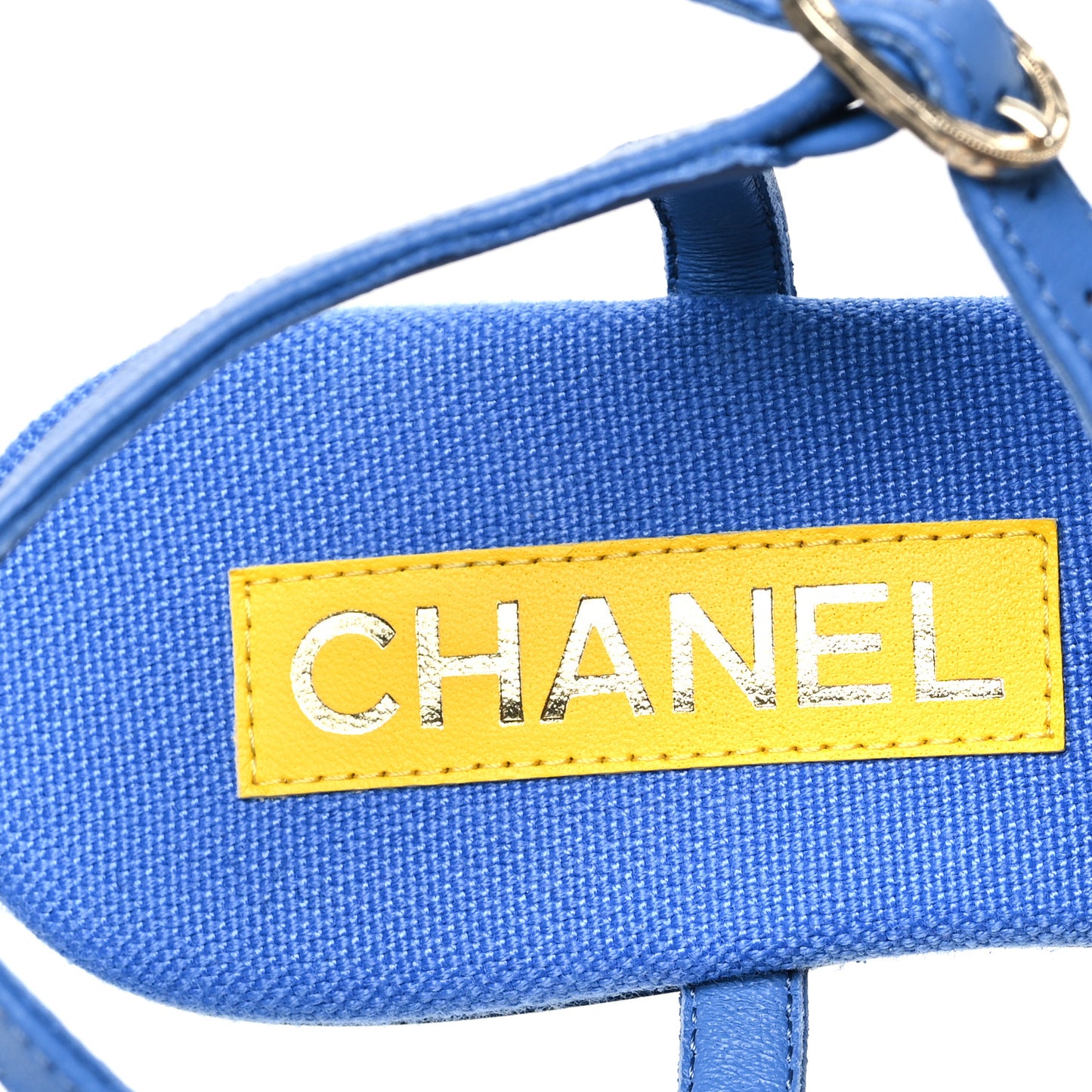Lambskin CC Logo Thong Sandals 37 Blue