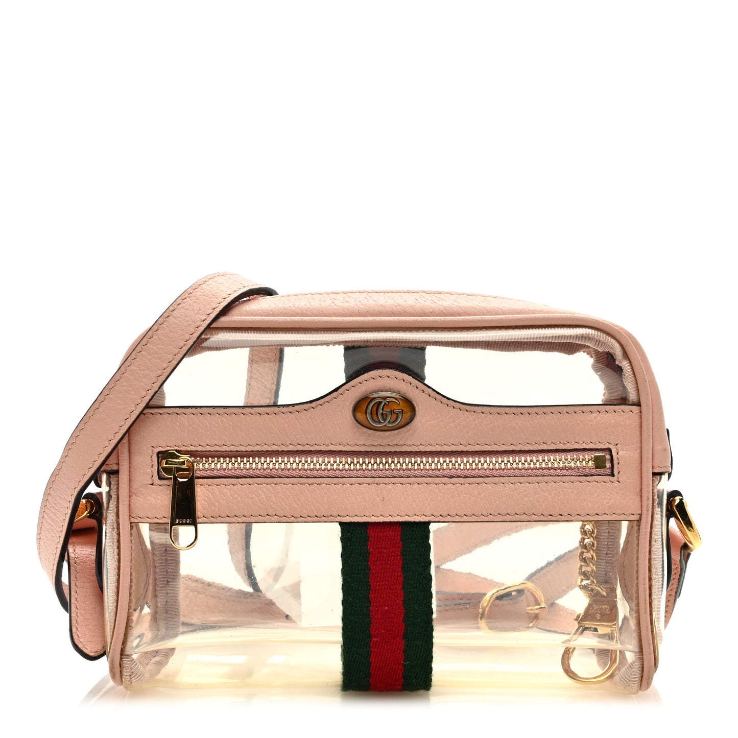 Vinyl Web Mini Ophidia Transparent Shoulder Bag Perfect Pink