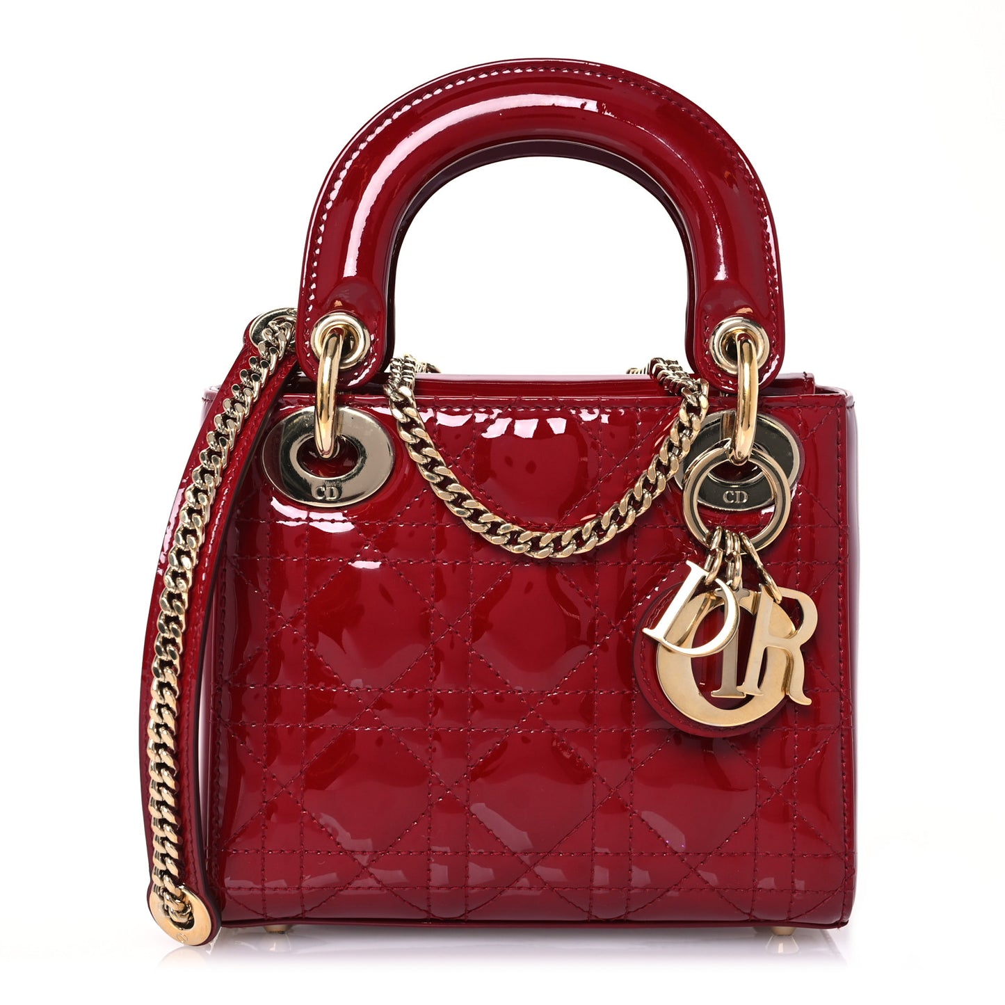Patent Cannage Mini Lady Dior Red