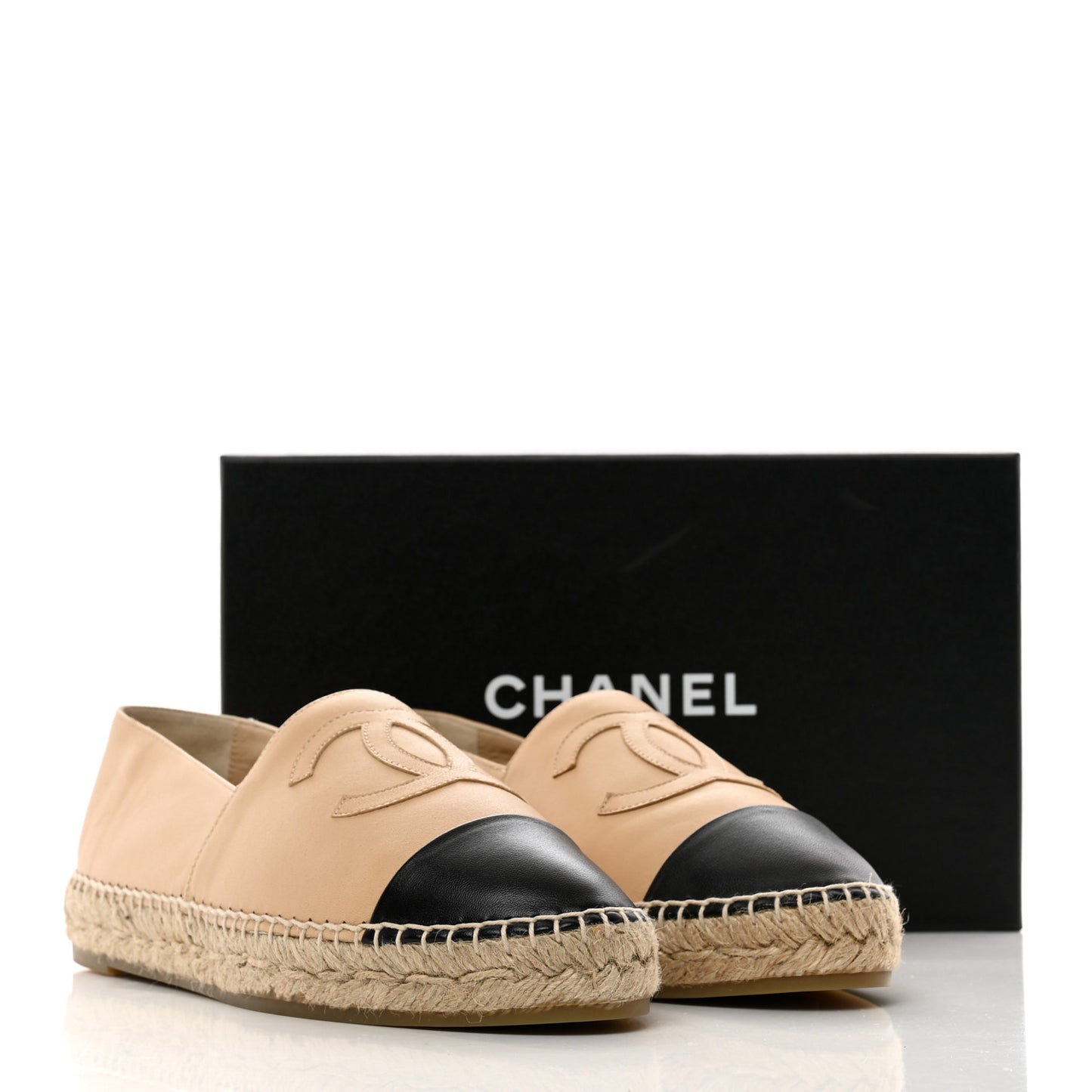 Lambskin CC Espadrilles 41 Beige Black