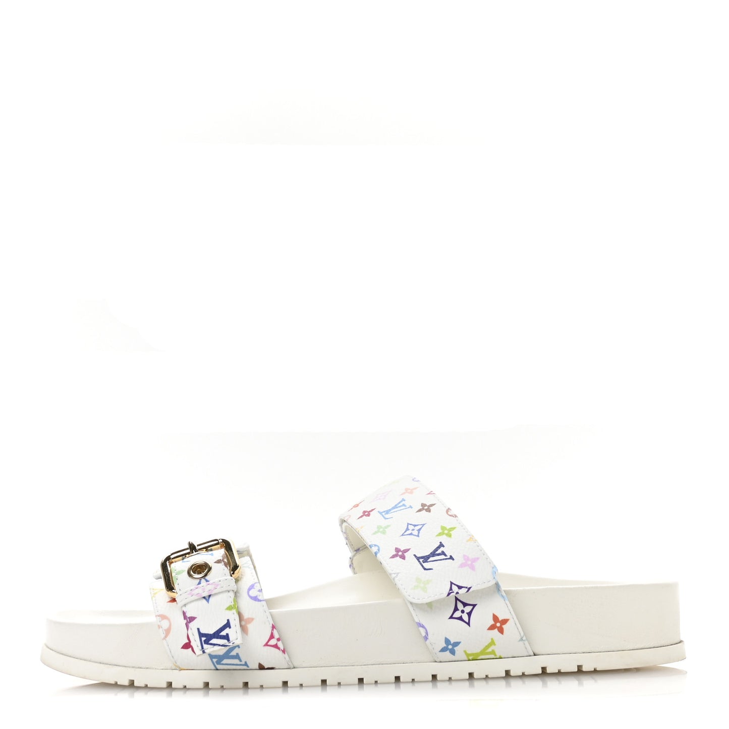 LV X TM Monogram Multicolor Bom Dia Comfort Mule Sandals 38.5 White