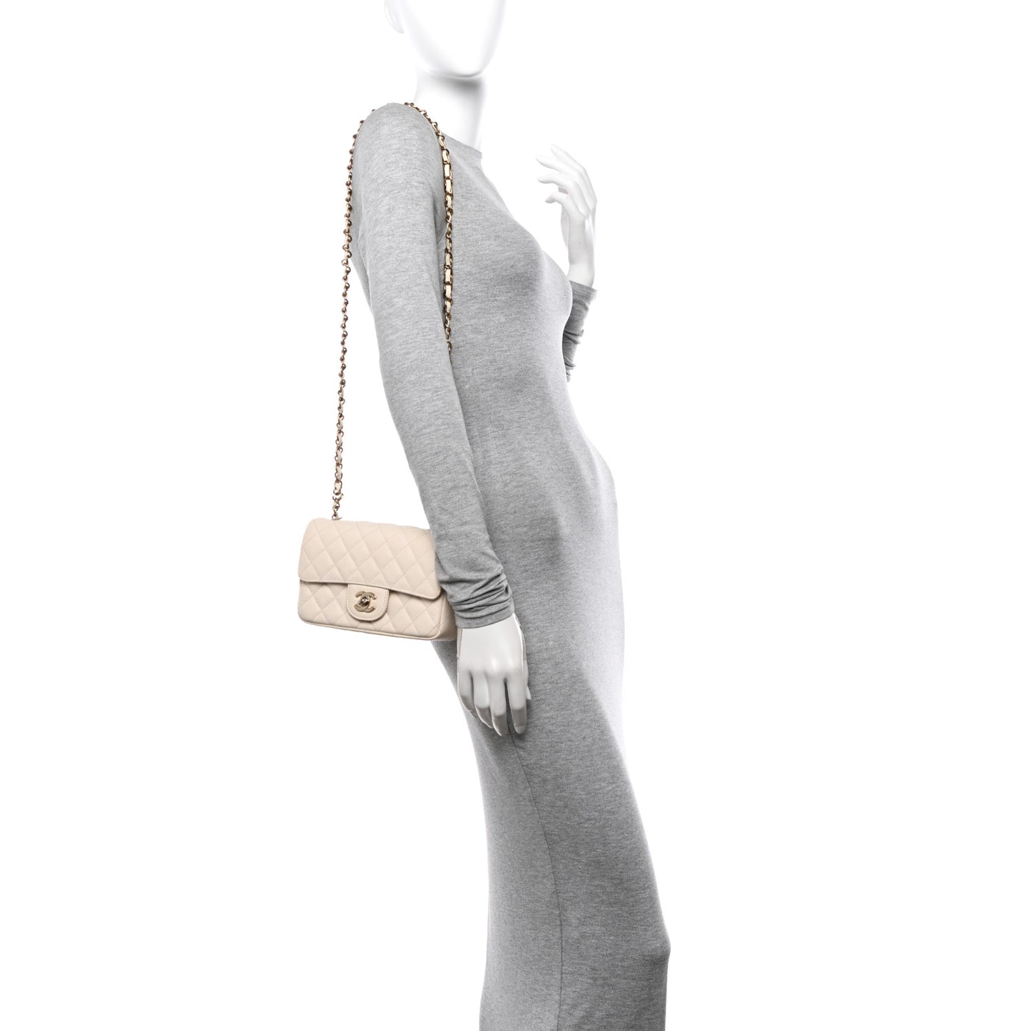 Caviar Quilted Mini Rectangular Flap White