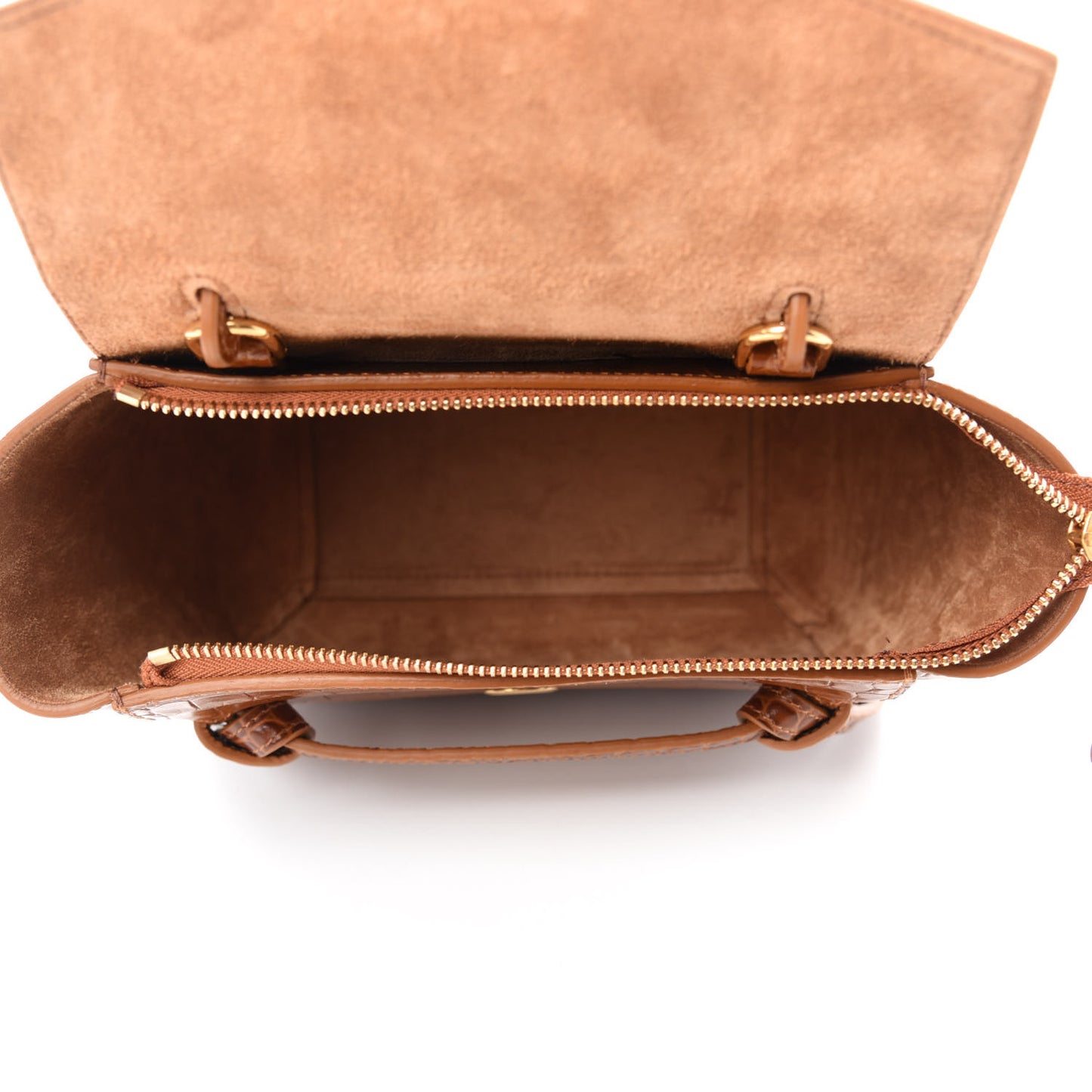 Calfskin Crocodile Embossed Nano Belt Bag Camel