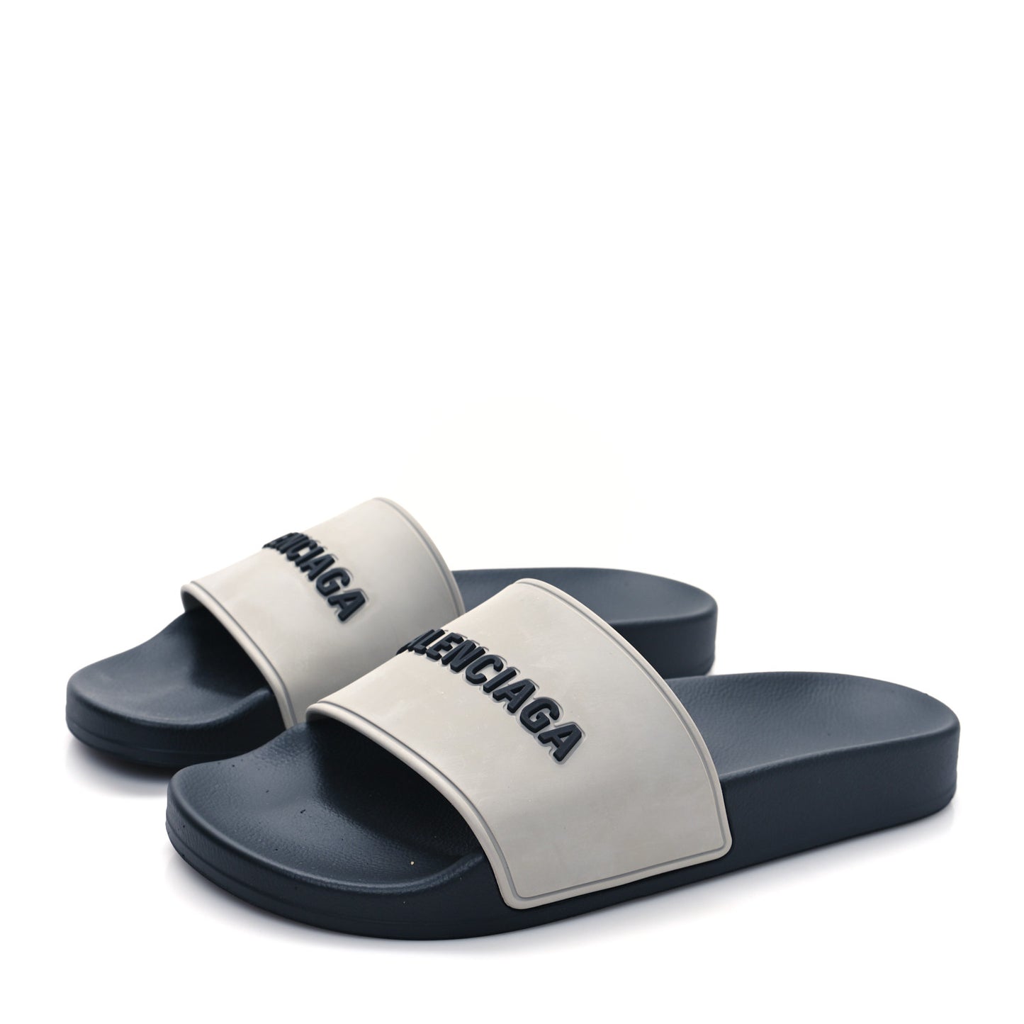 Rubber Womens Logo Pool Slide Sandals 37 Black Grey